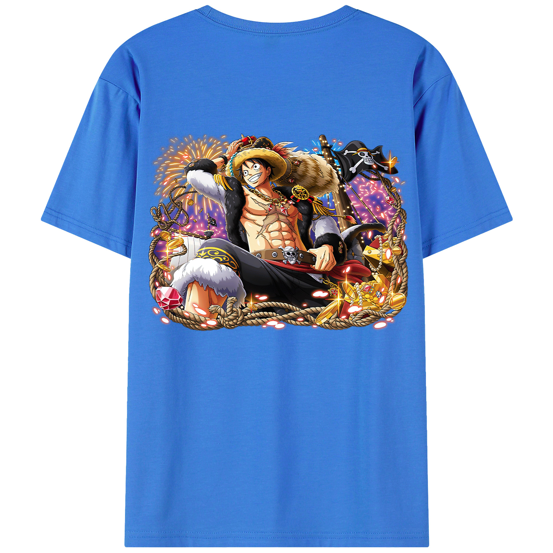 ワンピース モンキー・D・ルフィ ONE PIECE Monkey D. Luffy 綿100％半袖Tシャツ（背面プリント）