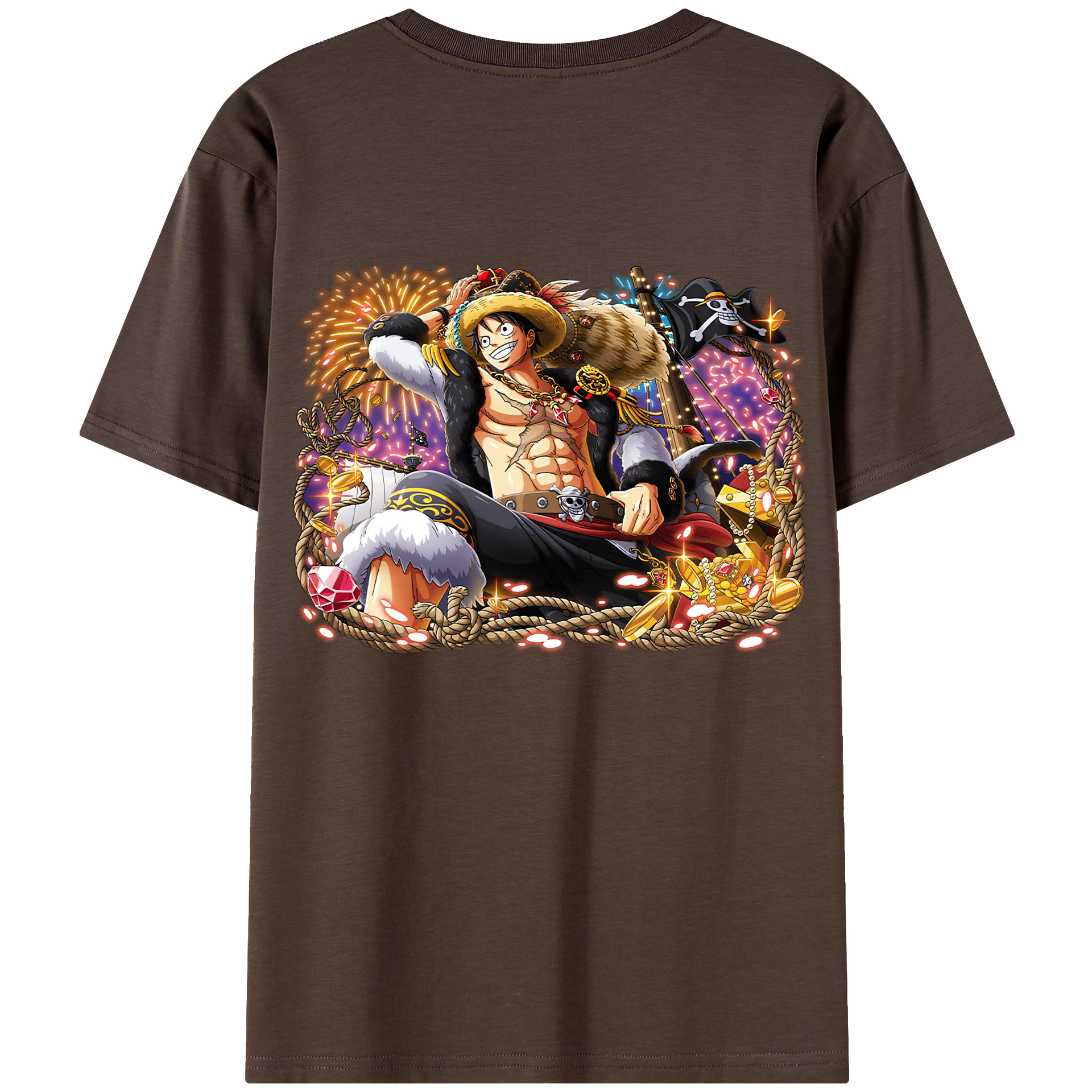ワンピース モンキー・D・ルフィ ONE PIECE Monkey D. Luffy 綿100％半袖Tシャツ（背面プリント）