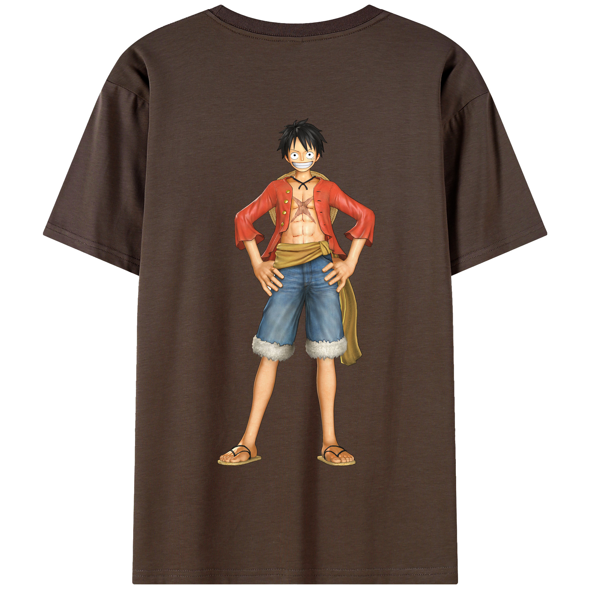 ワンピース モンキー・D・ルフィ ONE PIECE Monkey D. Luffy 綿100％半袖Tシャツ（背面プリント）