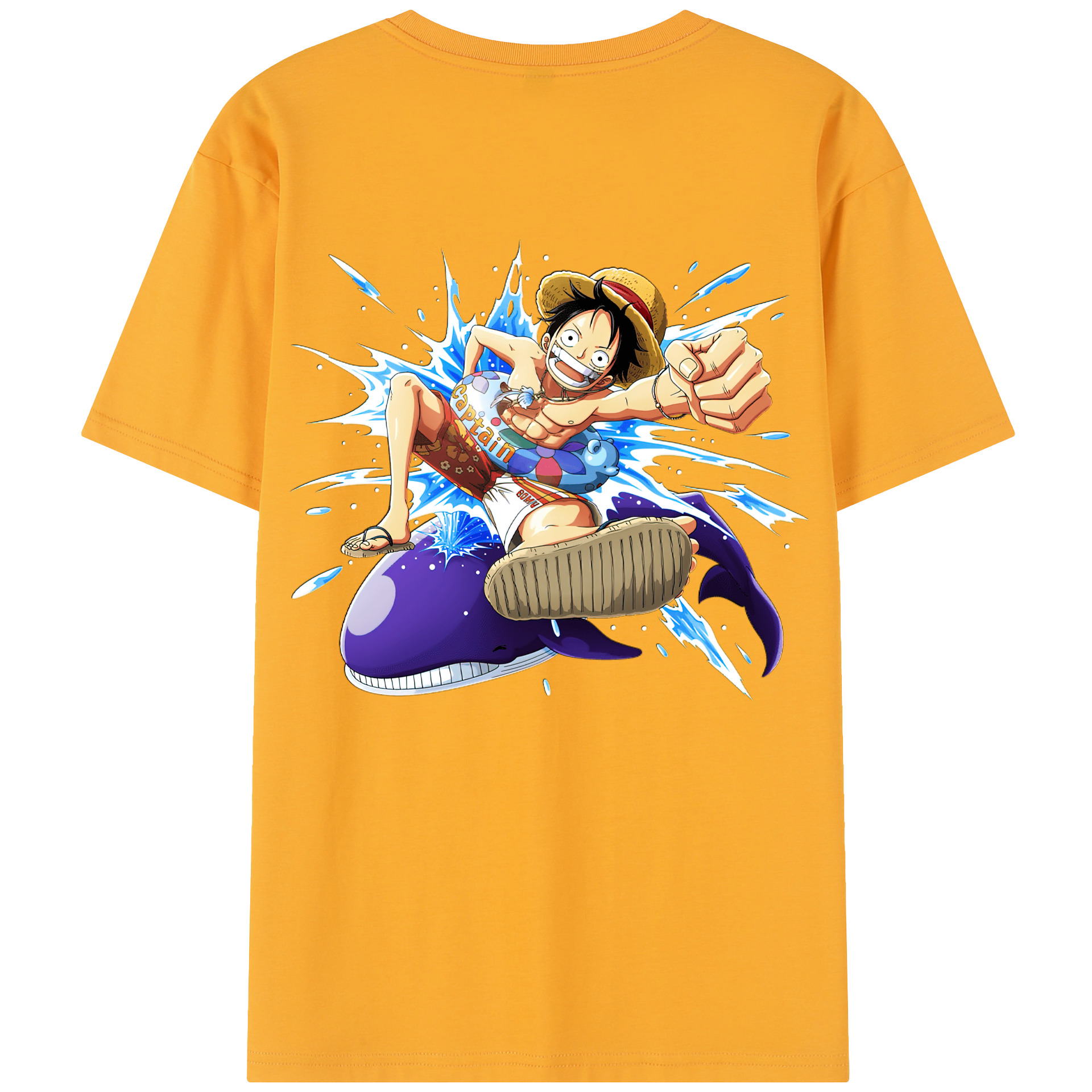 ワンピース モンキー・D・ルフィ ONE PIECE Monkey D. Luffy 綿100％半袖Tシャツ（背面プリント）