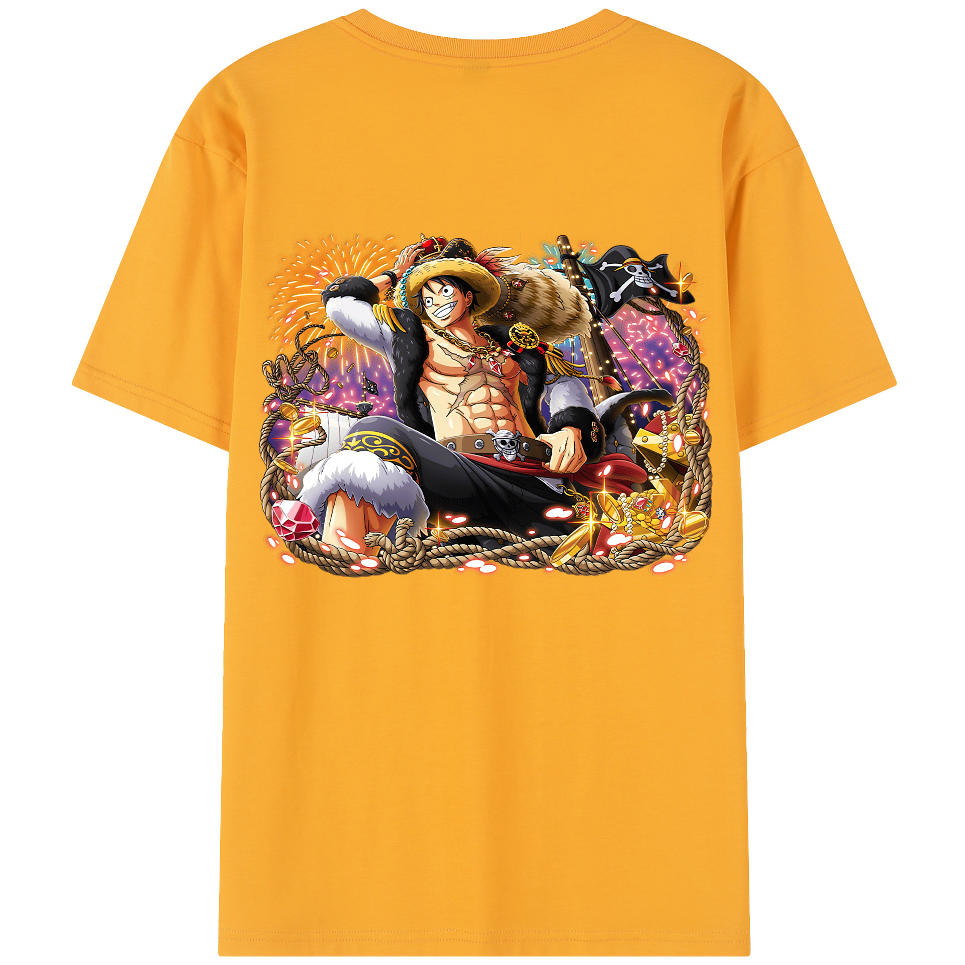 ワンピース モンキー・D・ルフィ ONE PIECE Monkey D. Luffy 綿100％半袖Tシャツ（背面プリント）