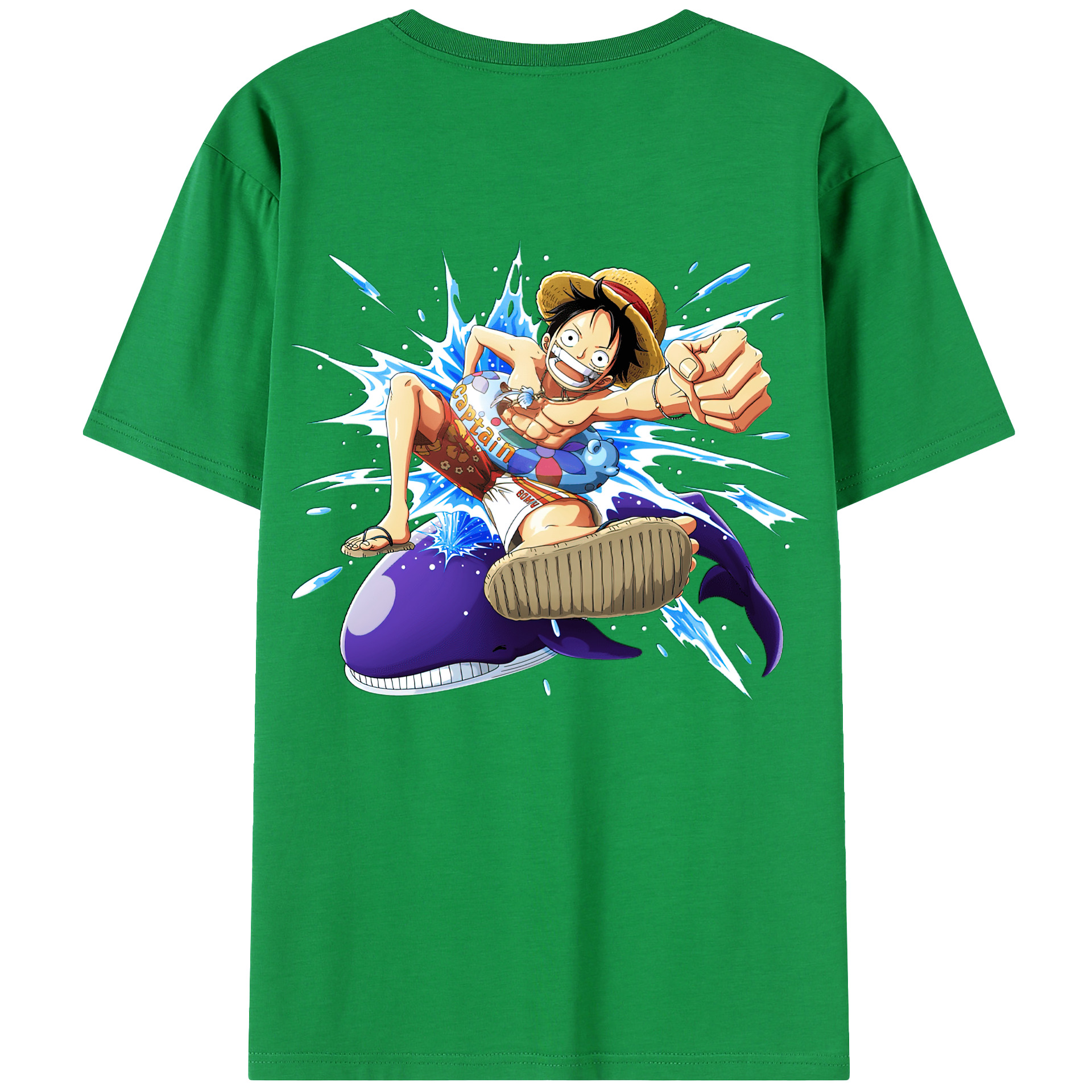 ワンピース モンキー・D・ルフィ ONE PIECE Monkey D. Luffy 綿100％半袖Tシャツ（背面プリント）