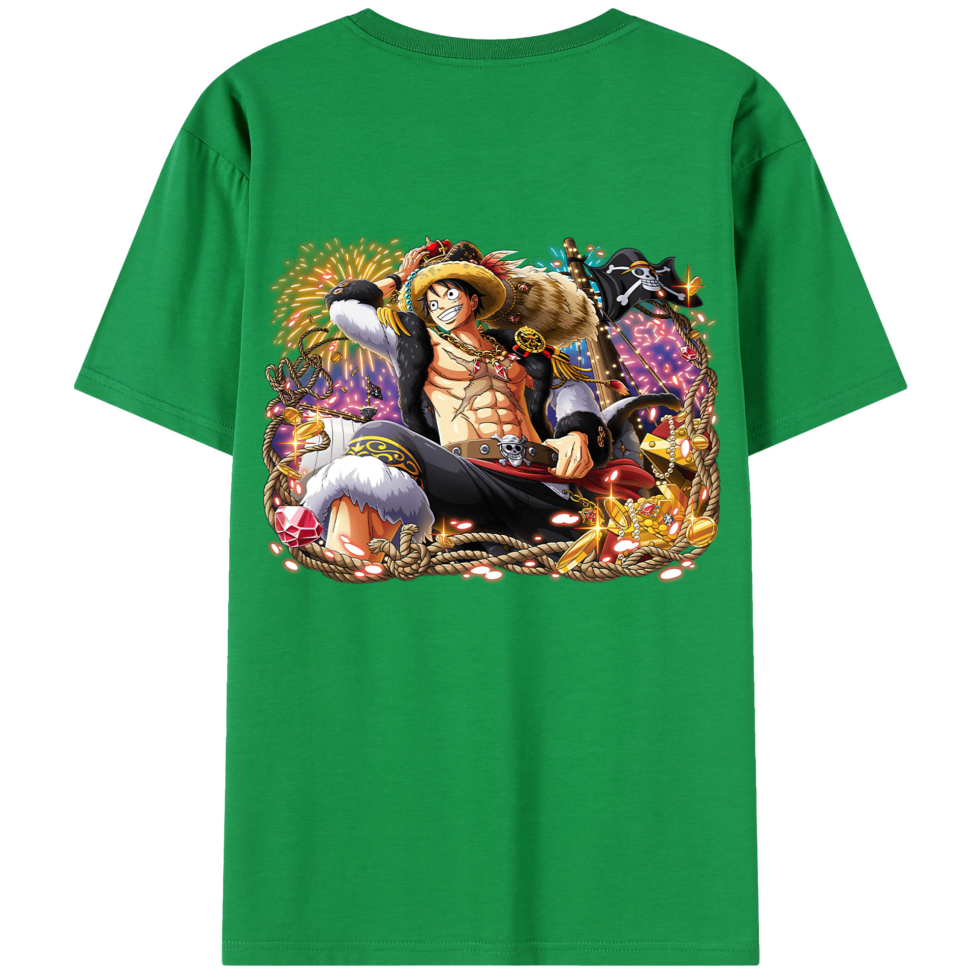 ワンピース モンキー・D・ルフィ ONE PIECE Monkey D. Luffy 綿100％半袖Tシャツ（背面プリント）