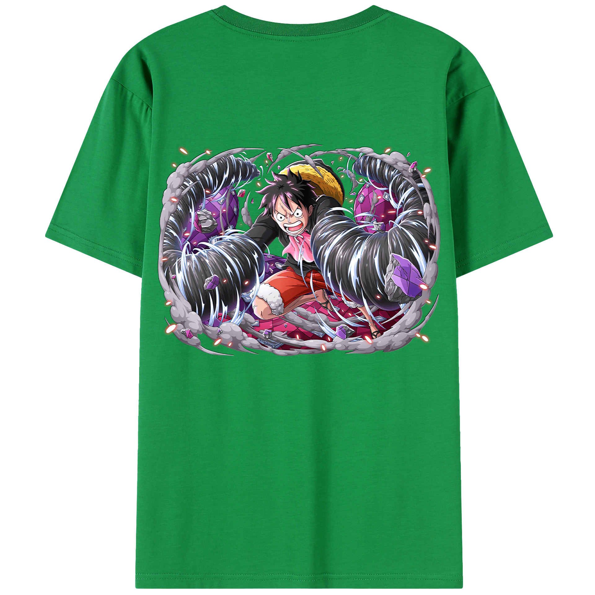 ワンピース モンキー・D・ルフィ ONE PIECE Monkey D. Luffy 綿100％半袖Tシャツ（背面プリント）