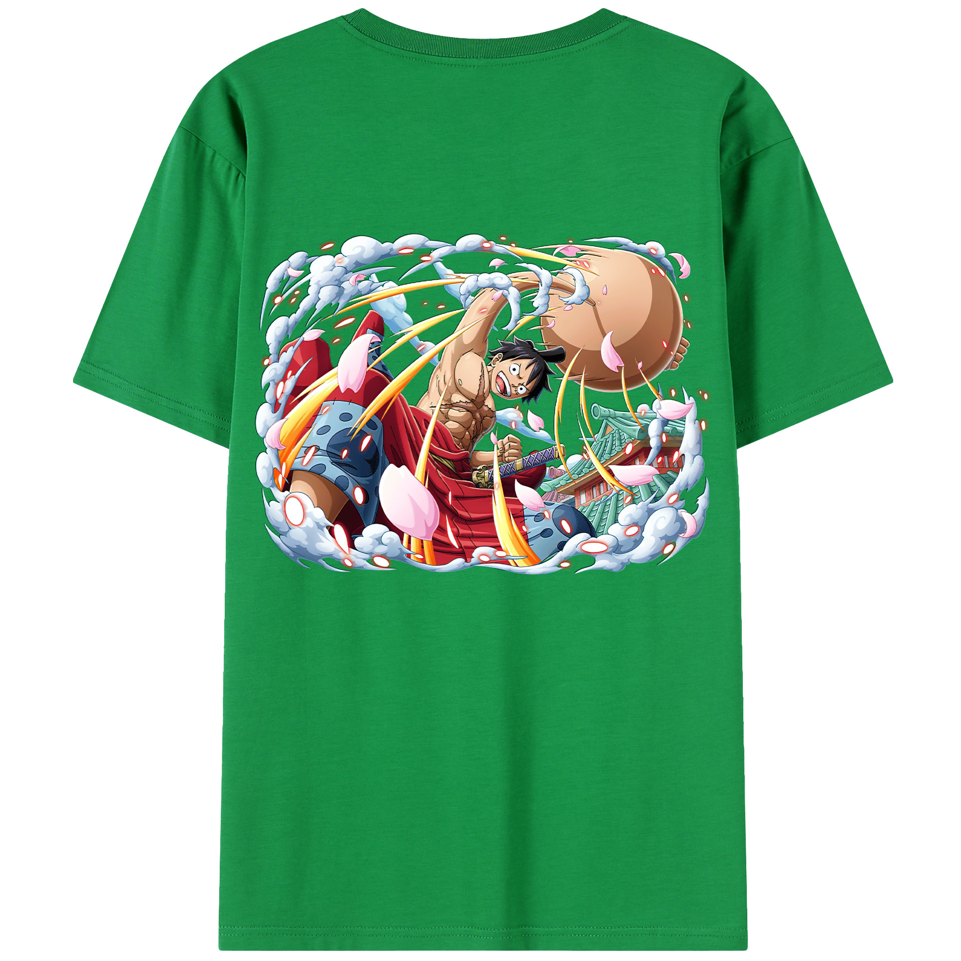 ワンピース モンキー・D・ルフィ ONE PIECE Monkey D. Luffy 綿100％半袖Tシャツ（背面プリント）