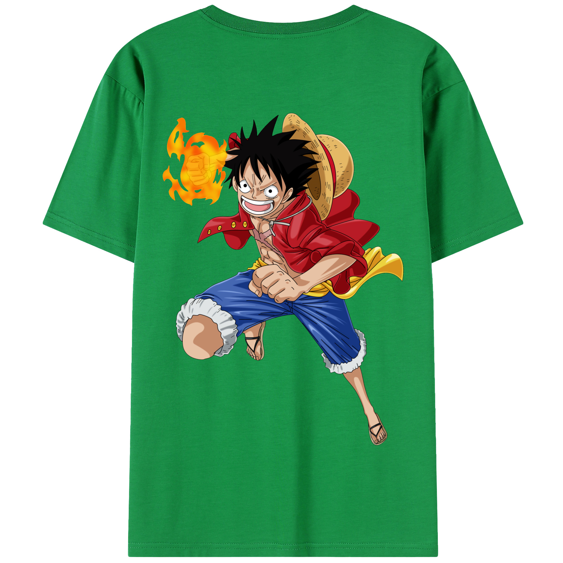 ワンピース モンキー・D・ルフィ ONE PIECE Monkey D. Luffy 綿100％半袖Tシャツ（背面プリント）