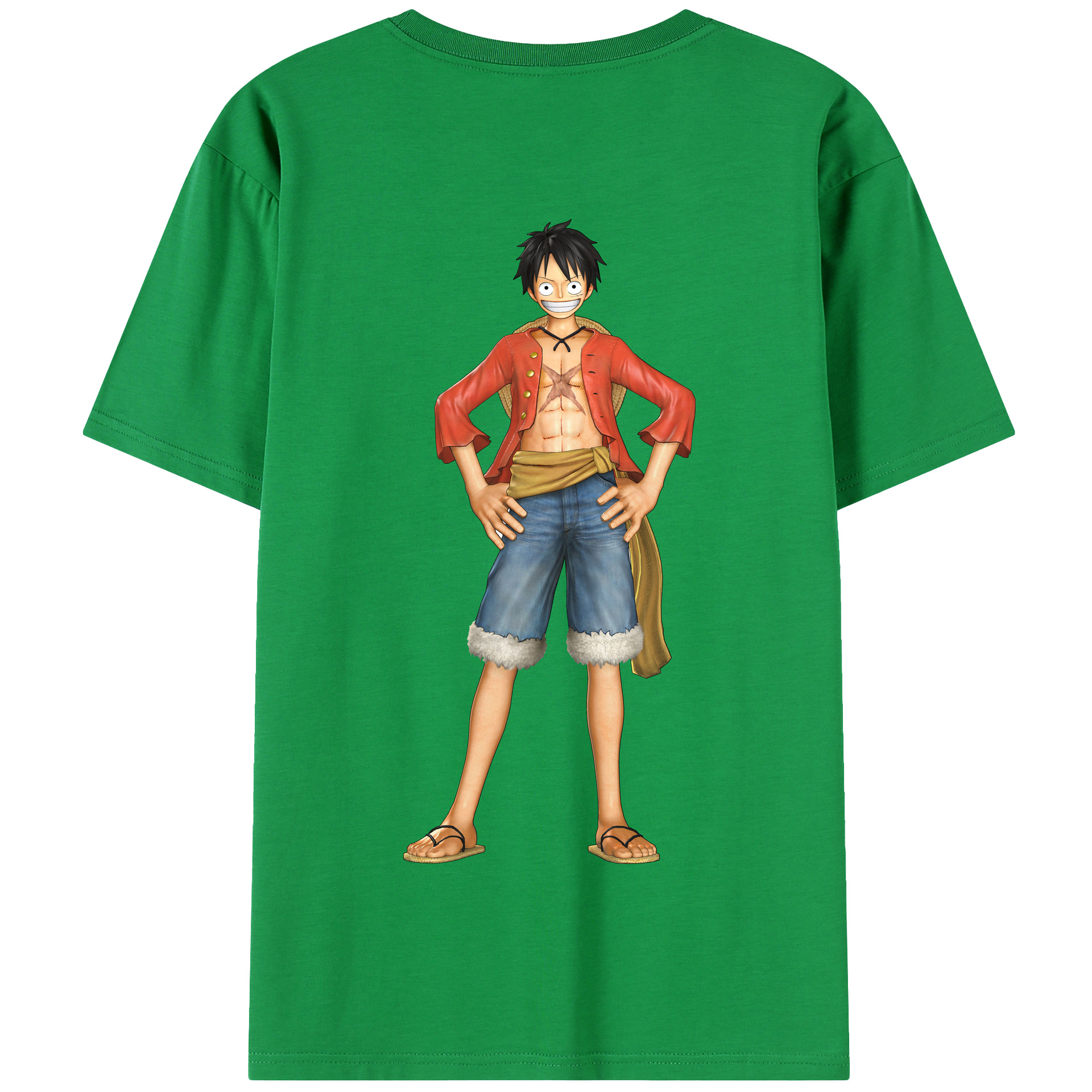 ワンピース モンキー・D・ルフィ ONE PIECE Monkey D. Luffy 綿100％半袖Tシャツ（背面プリント）