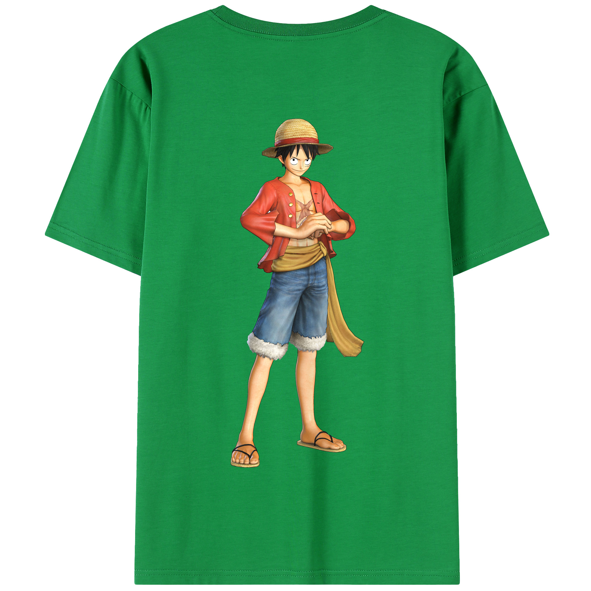ワンピース モンキー・D・ルフィ ONE PIECE Monkey D. Luffy 綿100％半袖Tシャツ（背面プリント）
