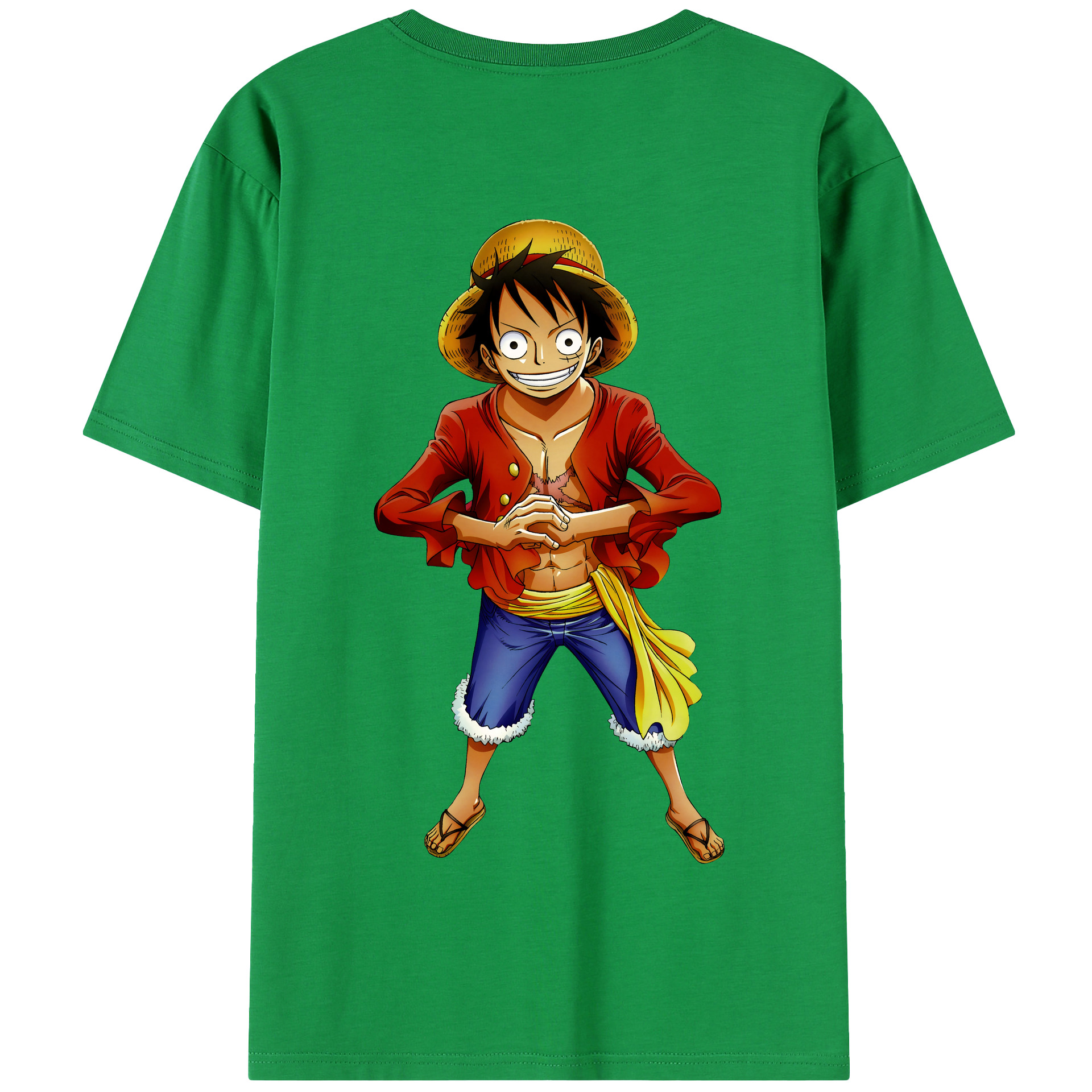 ワンピース モンキー・D・ルフィ ONE PIECE Monkey D. Luffy 綿100％半袖Tシャツ（背面プリント）