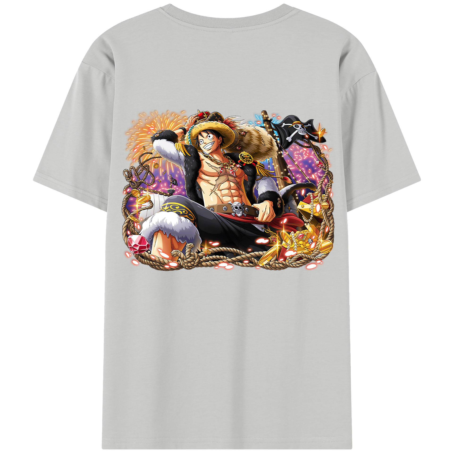ワンピース モンキー・D・ルフィ ONE PIECE Monkey D. Luffy 綿100％半袖Tシャツ（背面プリント）