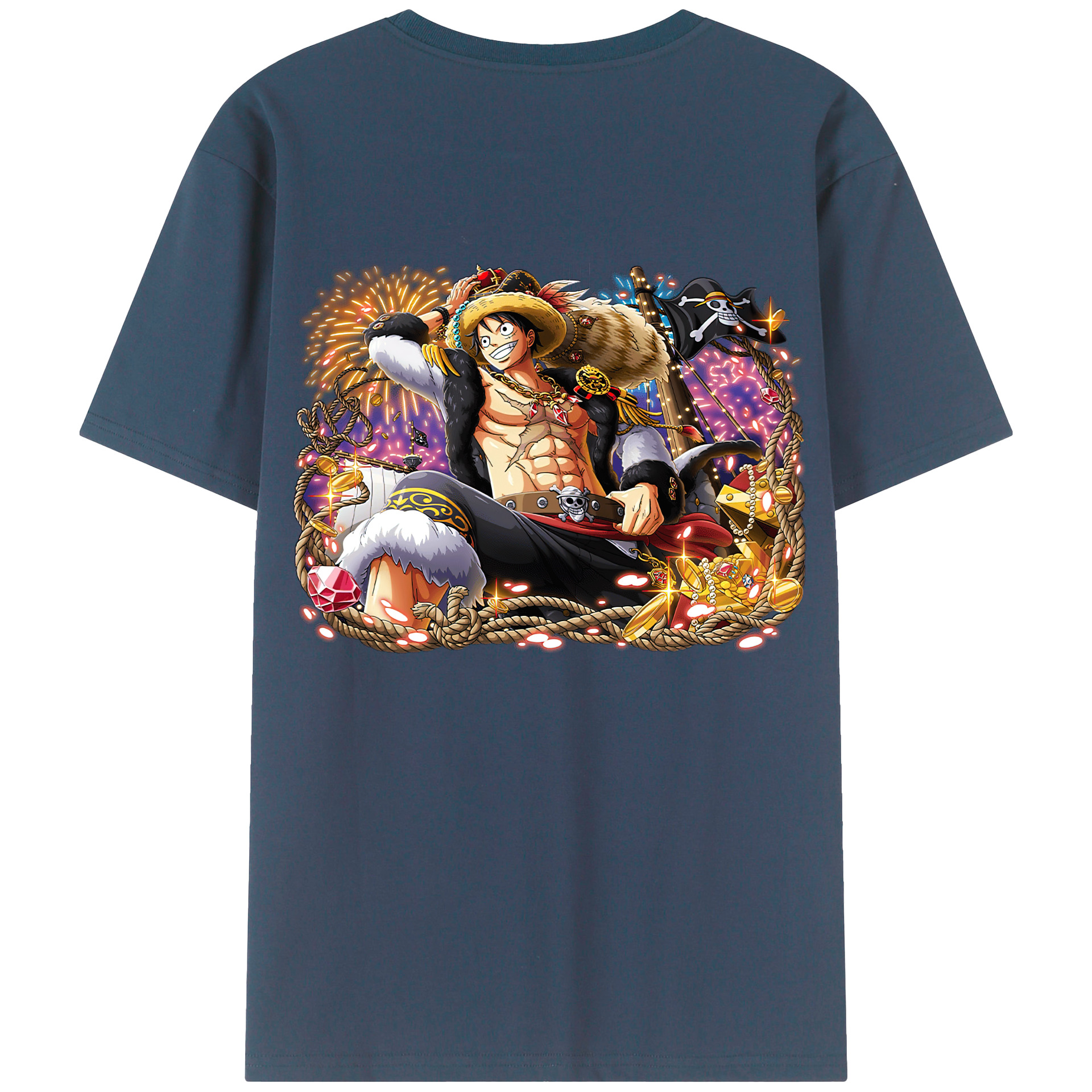 ワンピース モンキー・D・ルフィ ONE PIECE Monkey D. Luffy 綿100％半袖Tシャツ（背面プリント）