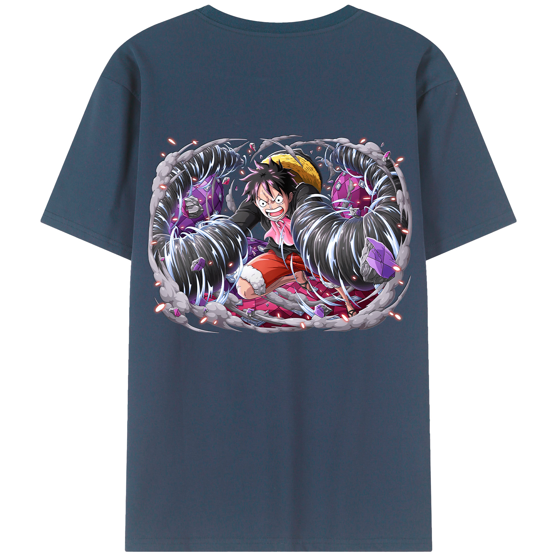 ワンピース モンキー・D・ルフィ ONE PIECE Monkey D. Luffy 綿100％半袖Tシャツ（背面プリント）