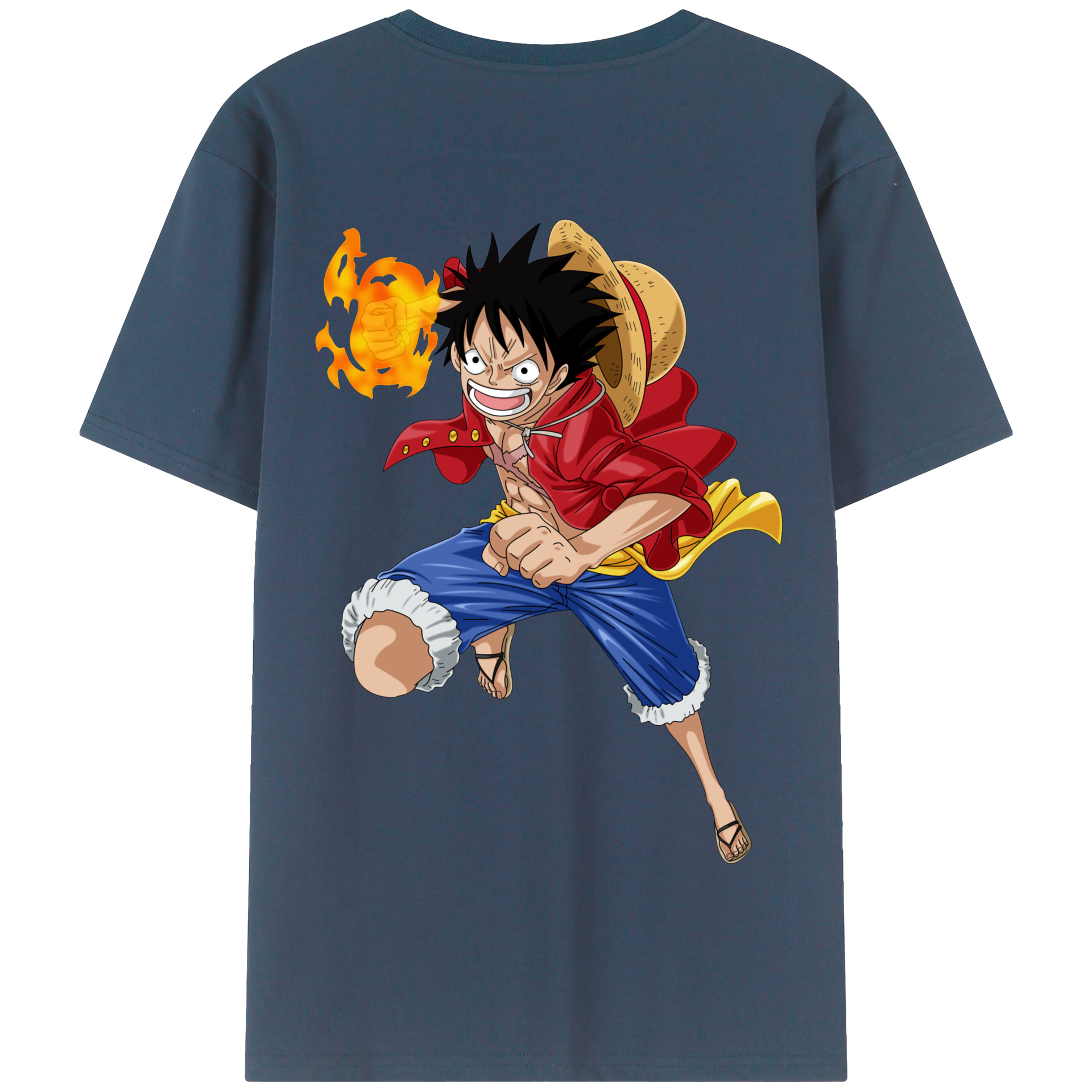 ワンピース モンキー・D・ルフィ ONE PIECE Monkey D. Luffy 綿100％半袖Tシャツ（背面プリント）