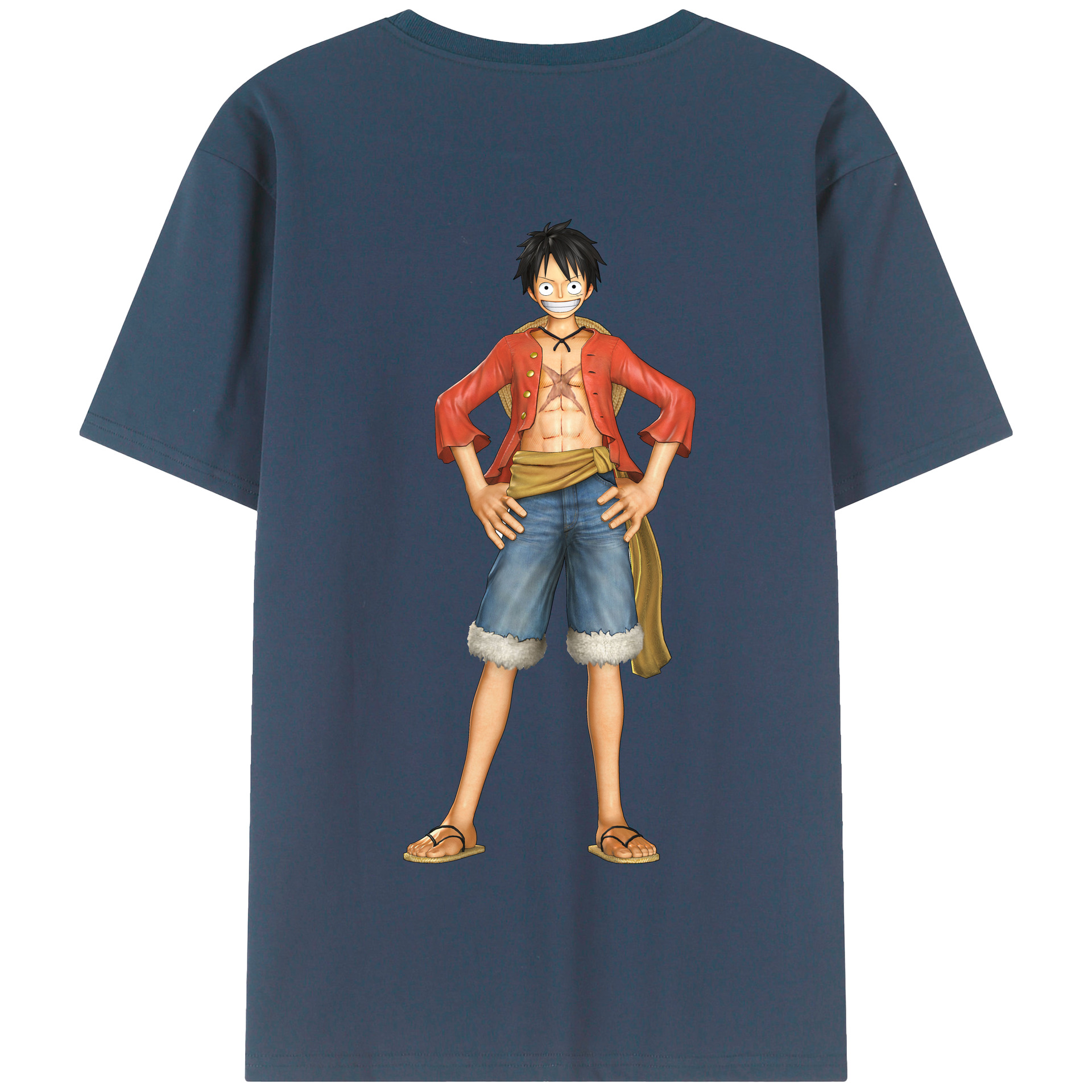 ワンピース モンキー・D・ルフィ ONE PIECE Monkey D. Luffy 綿100％半袖Tシャツ（背面プリント）