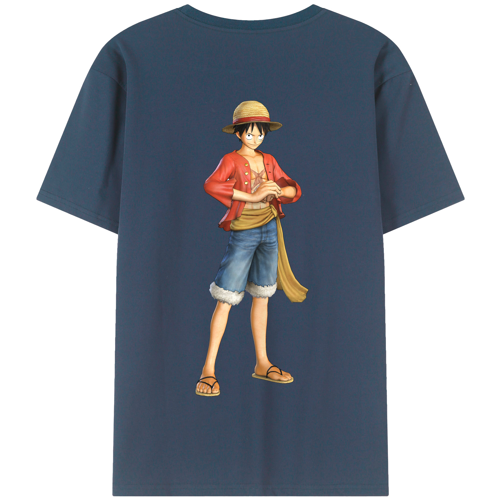 ワンピース モンキー・D・ルフィ ONE PIECE Monkey D. Luffy 綿100％半袖Tシャツ（背面プリント）