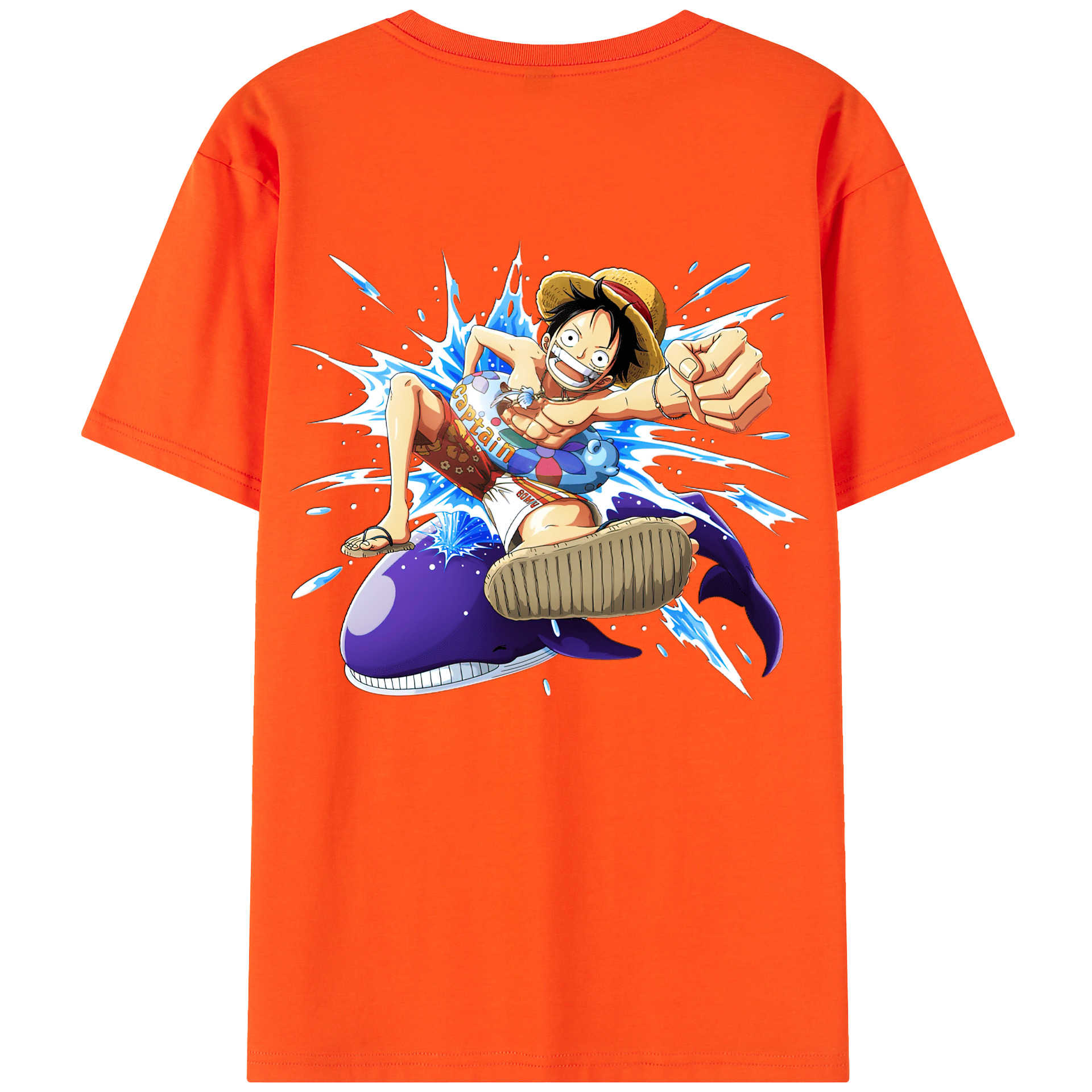 ワンピース モンキー・D・ルフィ ONE PIECE Monkey D. Luffy 綿100％半袖Tシャツ（背面プリント）