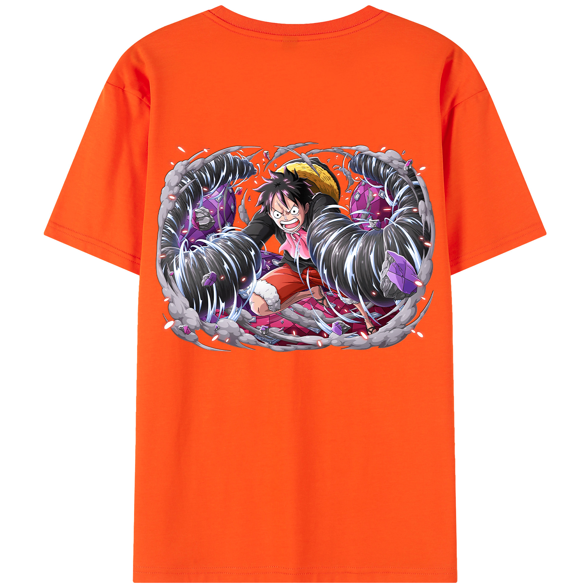 ワンピース モンキー・D・ルフィ ONE PIECE Monkey D. Luffy 綿100％半袖Tシャツ（背面プリント）