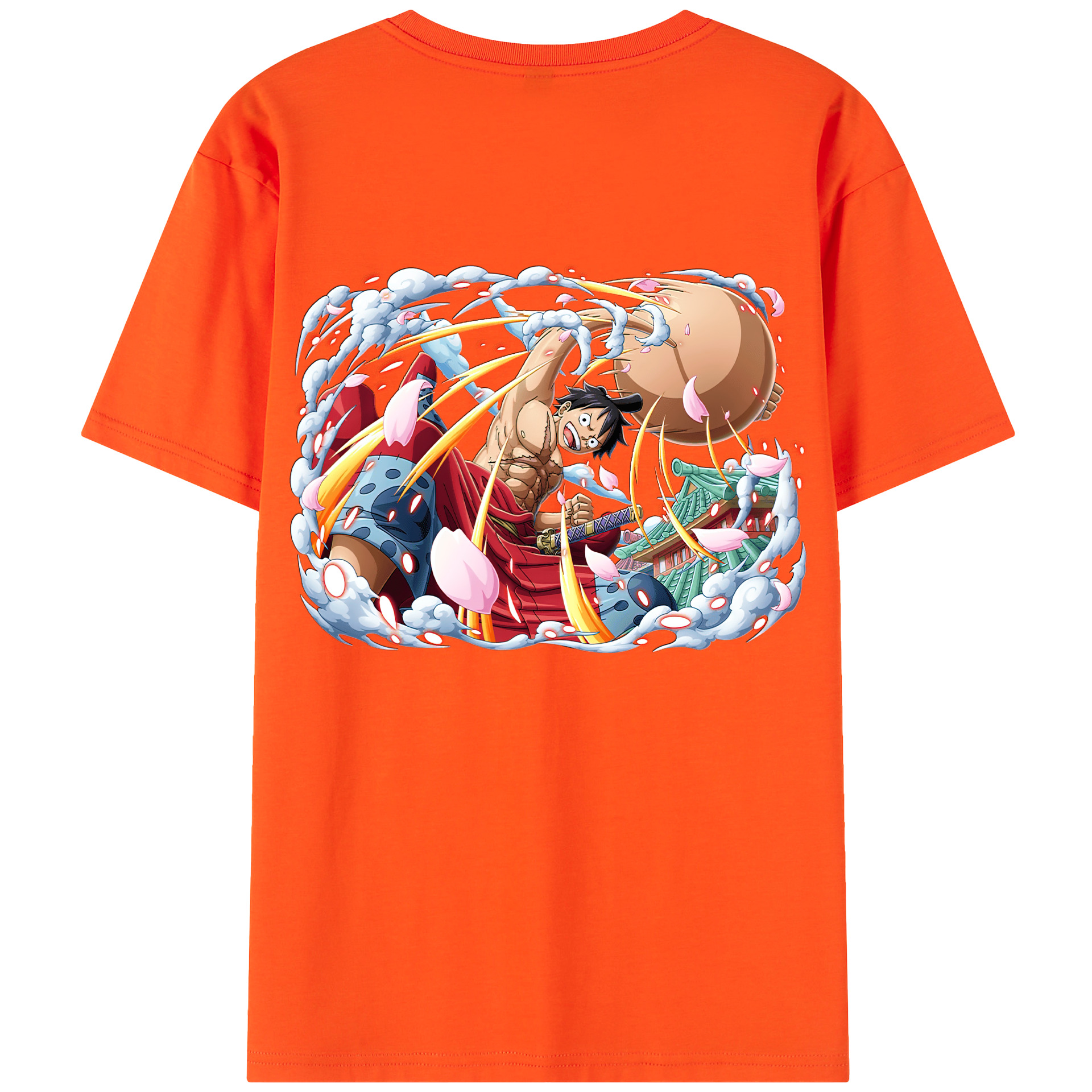 ワンピース モンキー・D・ルフィ ONE PIECE Monkey D. Luffy 綿100％半袖Tシャツ（背面プリント）