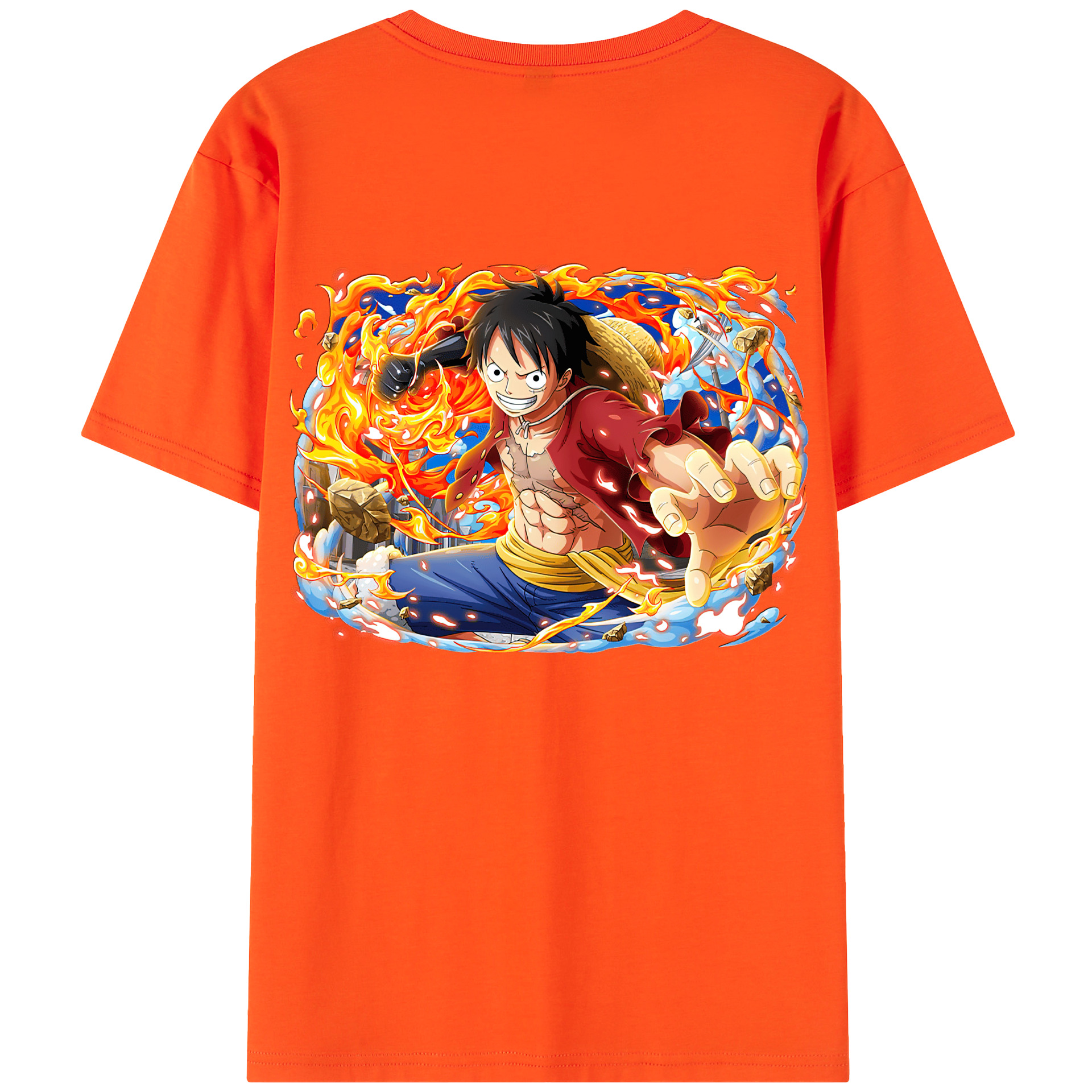 ワンピース モンキー・D・ルフィ ONE PIECE Monkey D. Luffy 綿100％半袖Tシャツ（背面プリント）