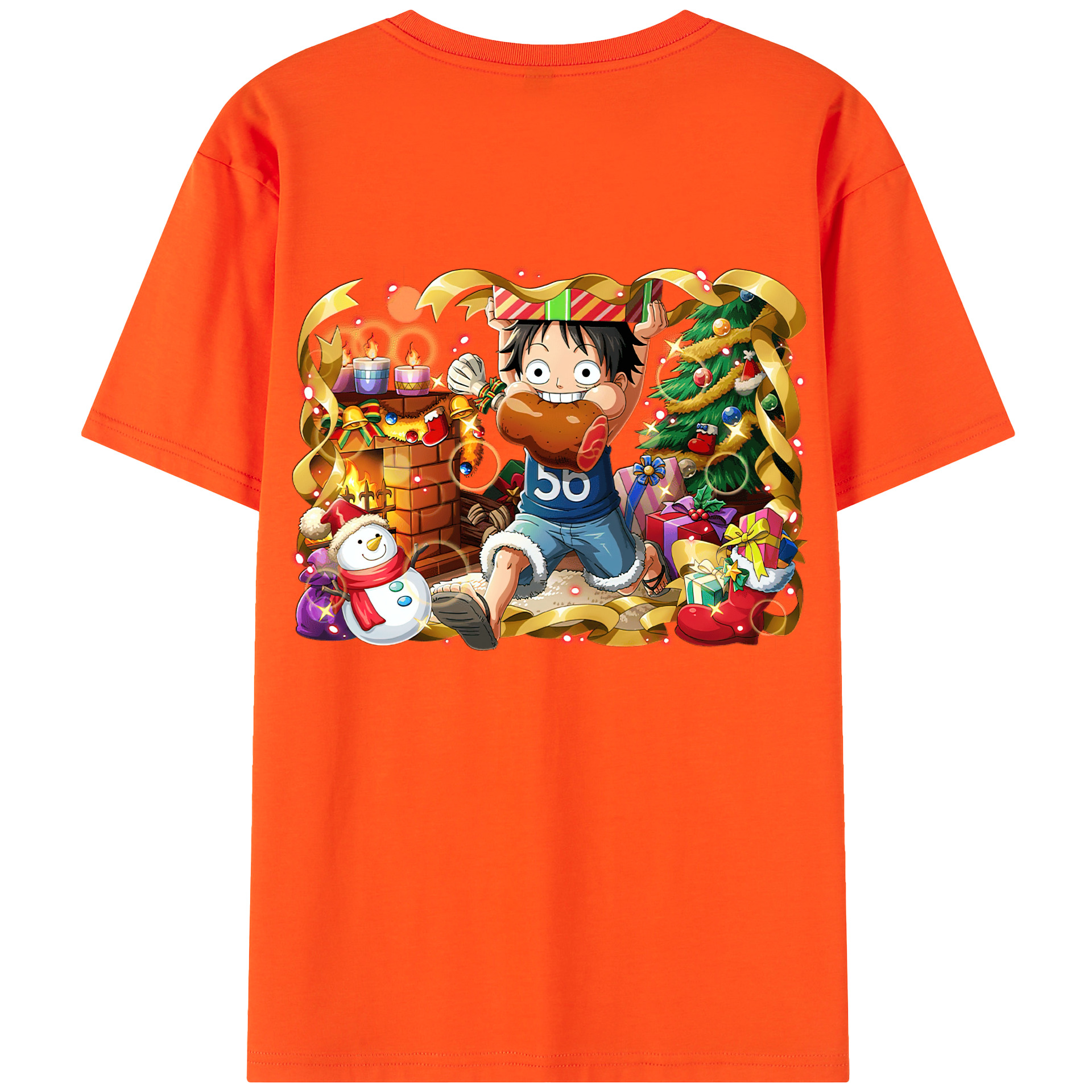 ワンピース モンキー・D・ルフィ ONE PIECE Monkey D. Luffy 綿100％半袖Tシャツ（背面プリント）