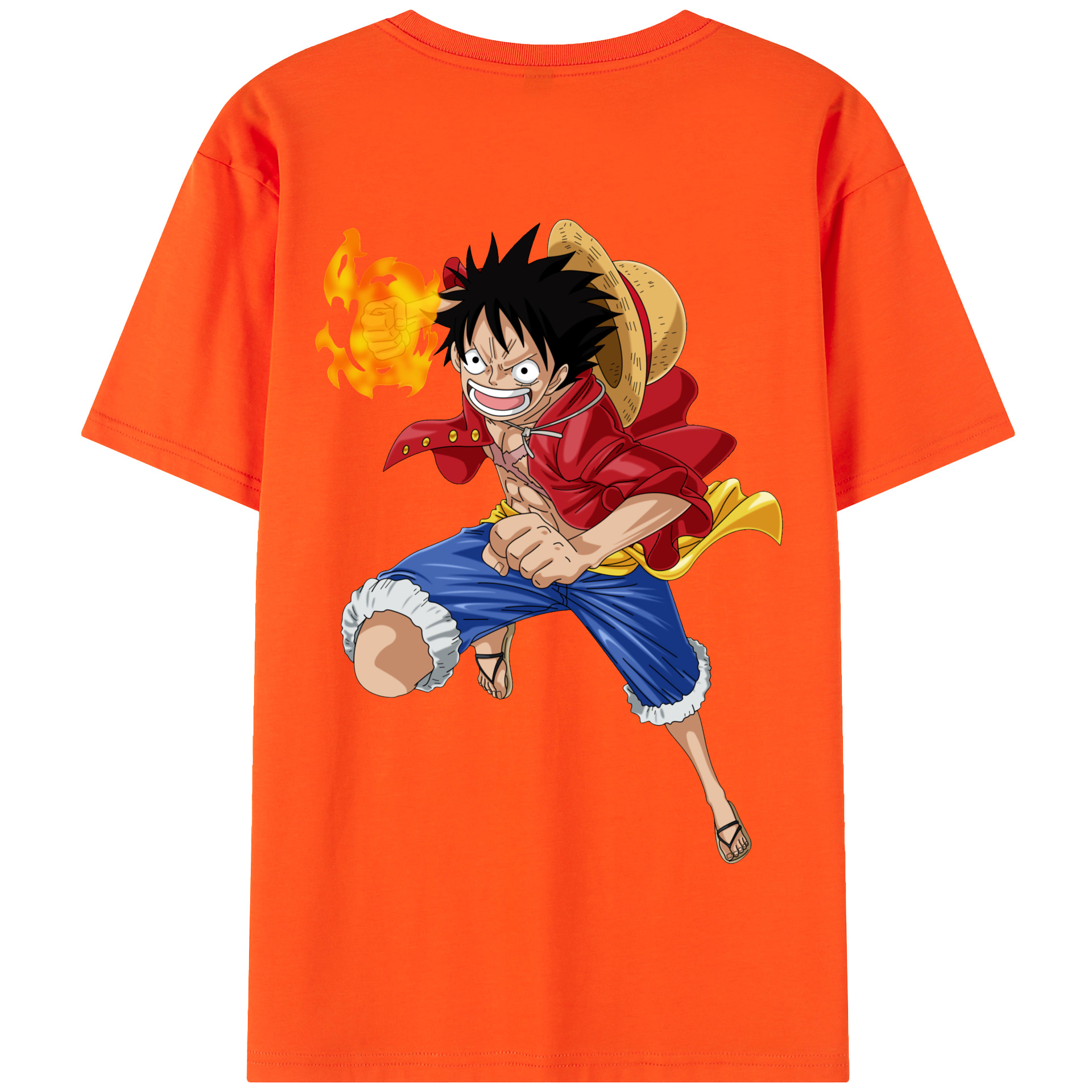 ワンピース モンキー・D・ルフィ ONE PIECE Monkey D. Luffy 綿100％半袖Tシャツ（背面プリント）