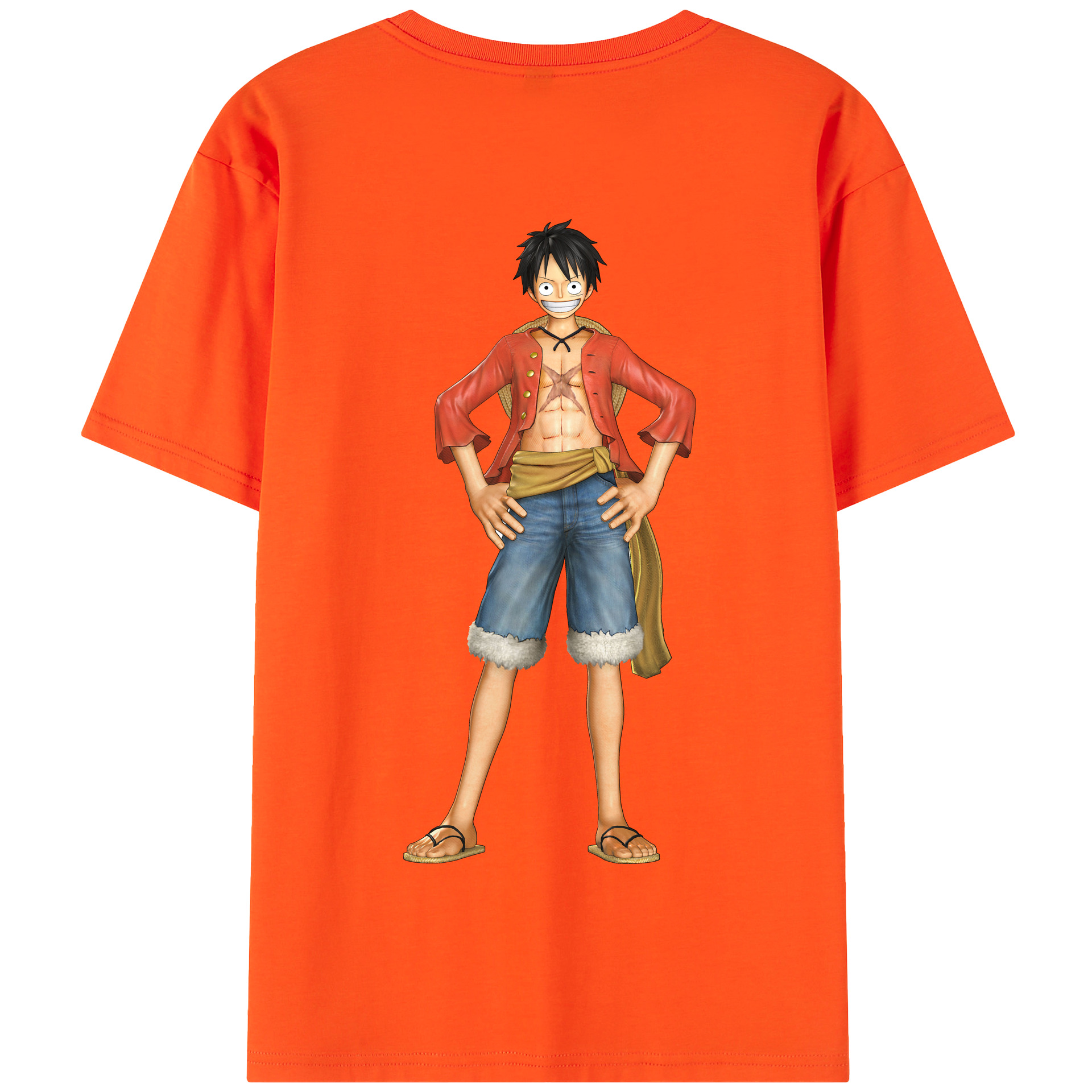 ワンピース モンキー・D・ルフィ ONE PIECE Monkey D. Luffy 綿100％半袖Tシャツ（背面プリント）