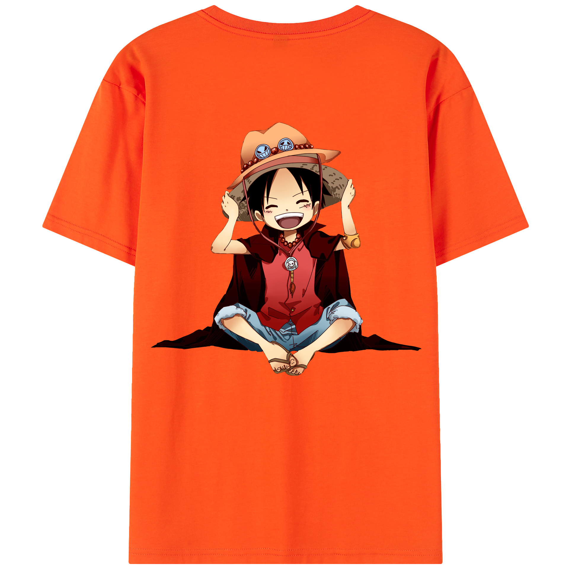 ワンピース モンキー・D・ルフィ ONE PIECE Monkey D. Luffy 綿100％半袖Tシャツ（背面プリント）
