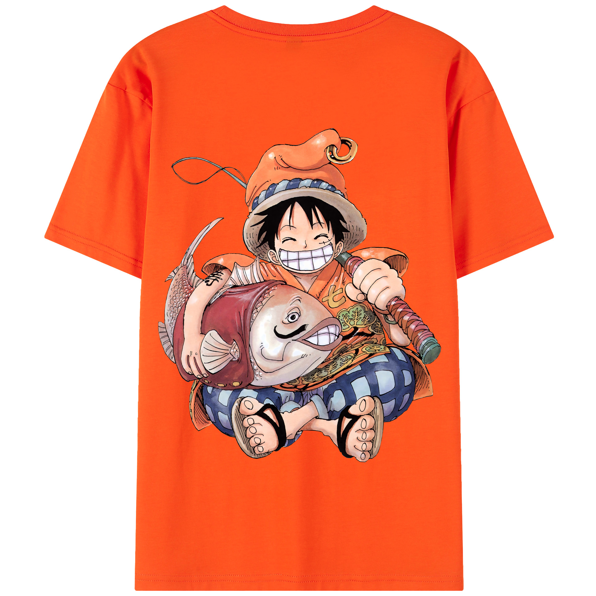 ワンピース モンキー・D・ルフィ ONE PIECE Monkey D. Luffy 綿100％半袖Tシャツ（背面プリント）