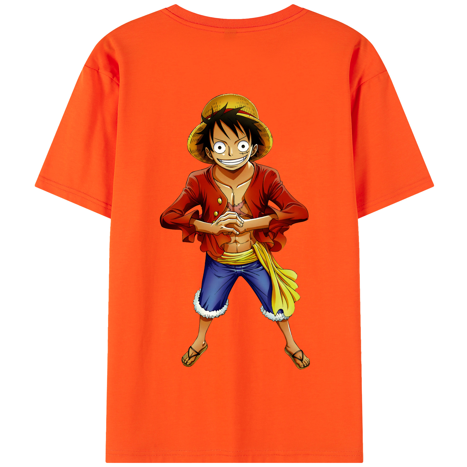 ワンピース モンキー・D・ルフィ ONE PIECE Monkey D. Luffy 綿100％半袖Tシャツ（背面プリント）
