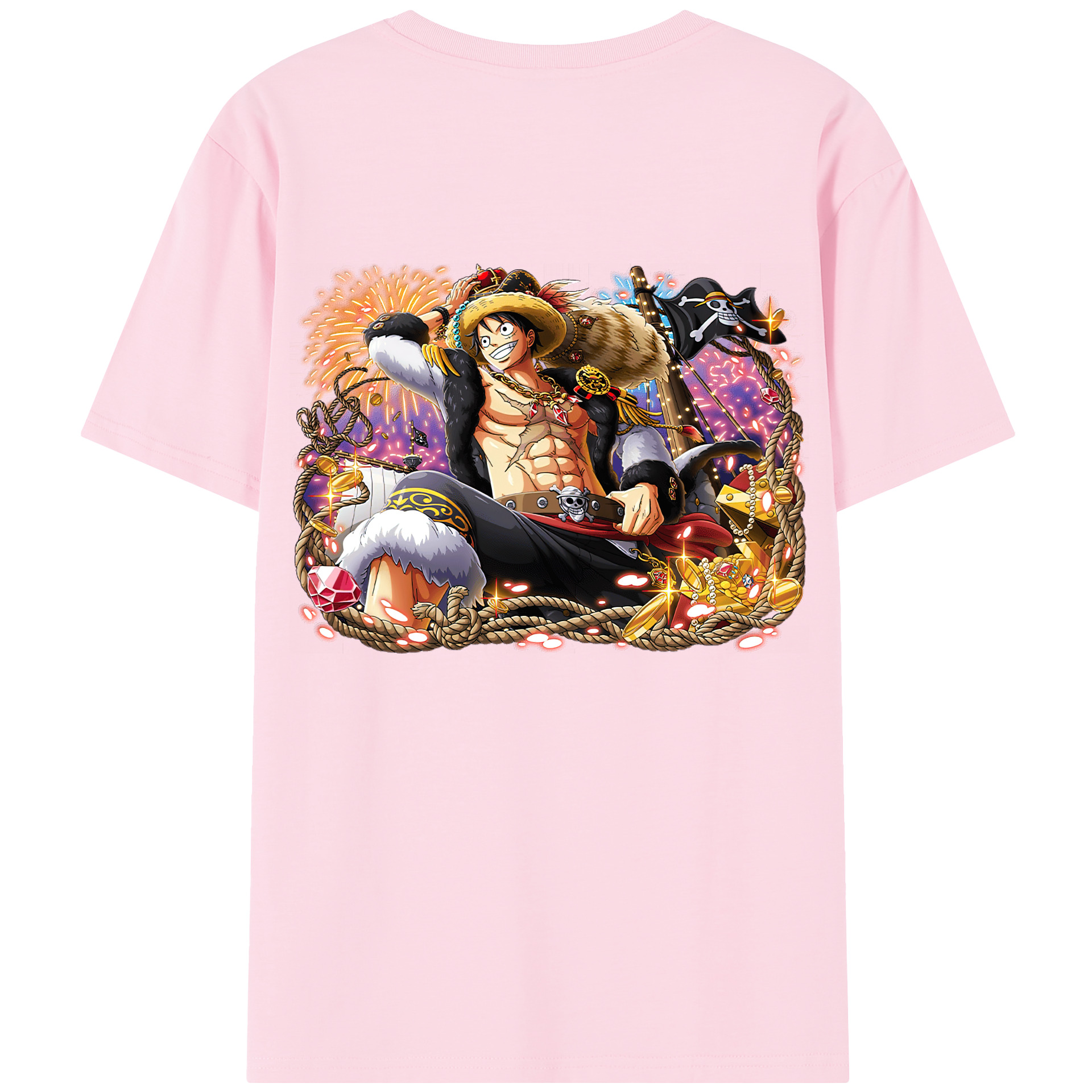 ワンピース モンキー・D・ルフィ ONE PIECE Monkey D. Luffy 綿100％半袖Tシャツ（背面プリント）