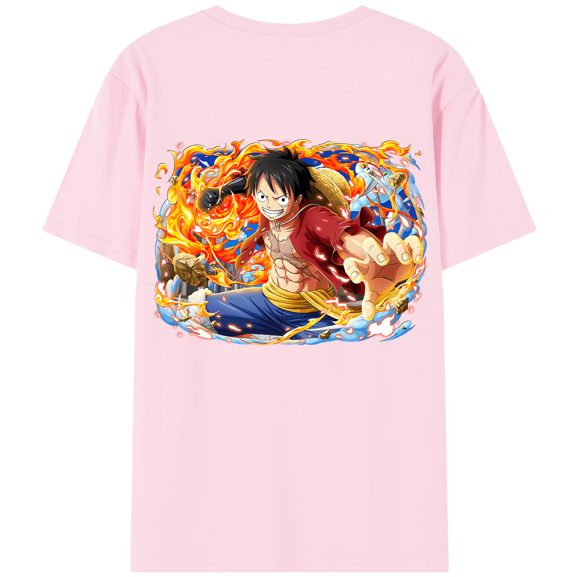 ワンピース モンキー・D・ルフィ ONE PIECE Monkey D. Luffy 綿100％半袖Tシャツ（背面プリント）