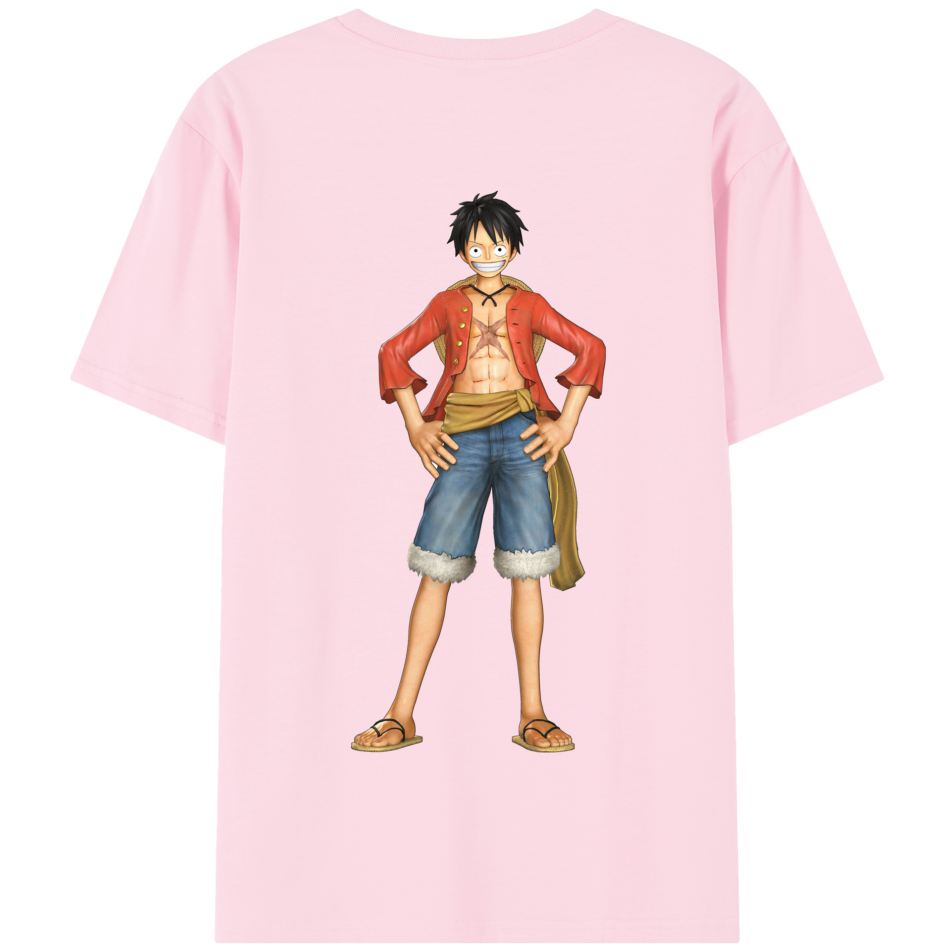 ワンピース モンキー・D・ルフィ ONE PIECE Monkey D. Luffy 綿100％半袖Tシャツ（背面プリント）