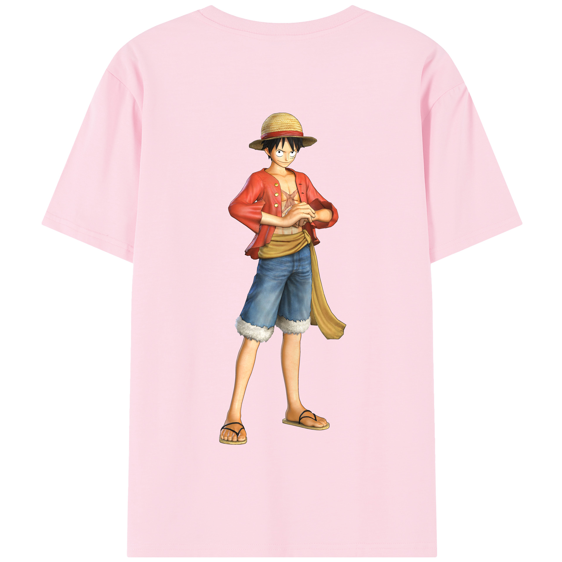 ワンピース モンキー・D・ルフィ ONE PIECE Monkey D. Luffy 綿100％半袖Tシャツ（背面プリント）