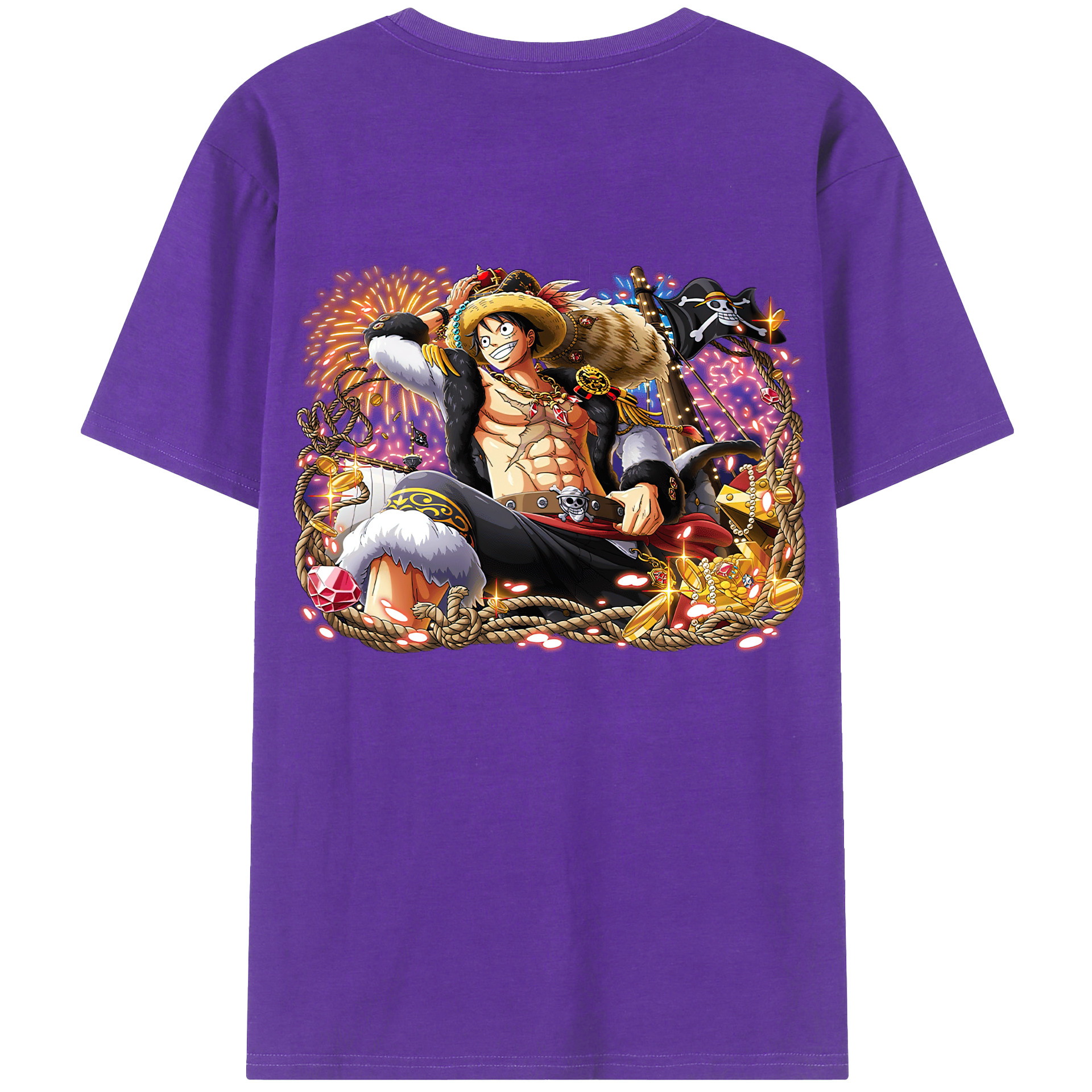 ワンピース モンキー・D・ルフィ ONE PIECE Monkey D. Luffy 綿100％半袖Tシャツ（背面プリント）
