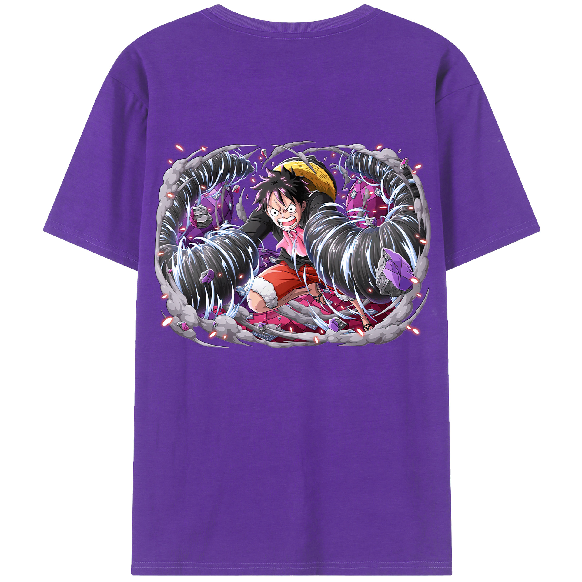 ワンピース モンキー・D・ルフィ ONE PIECE Monkey D. Luffy 綿100％半袖Tシャツ（背面プリント）