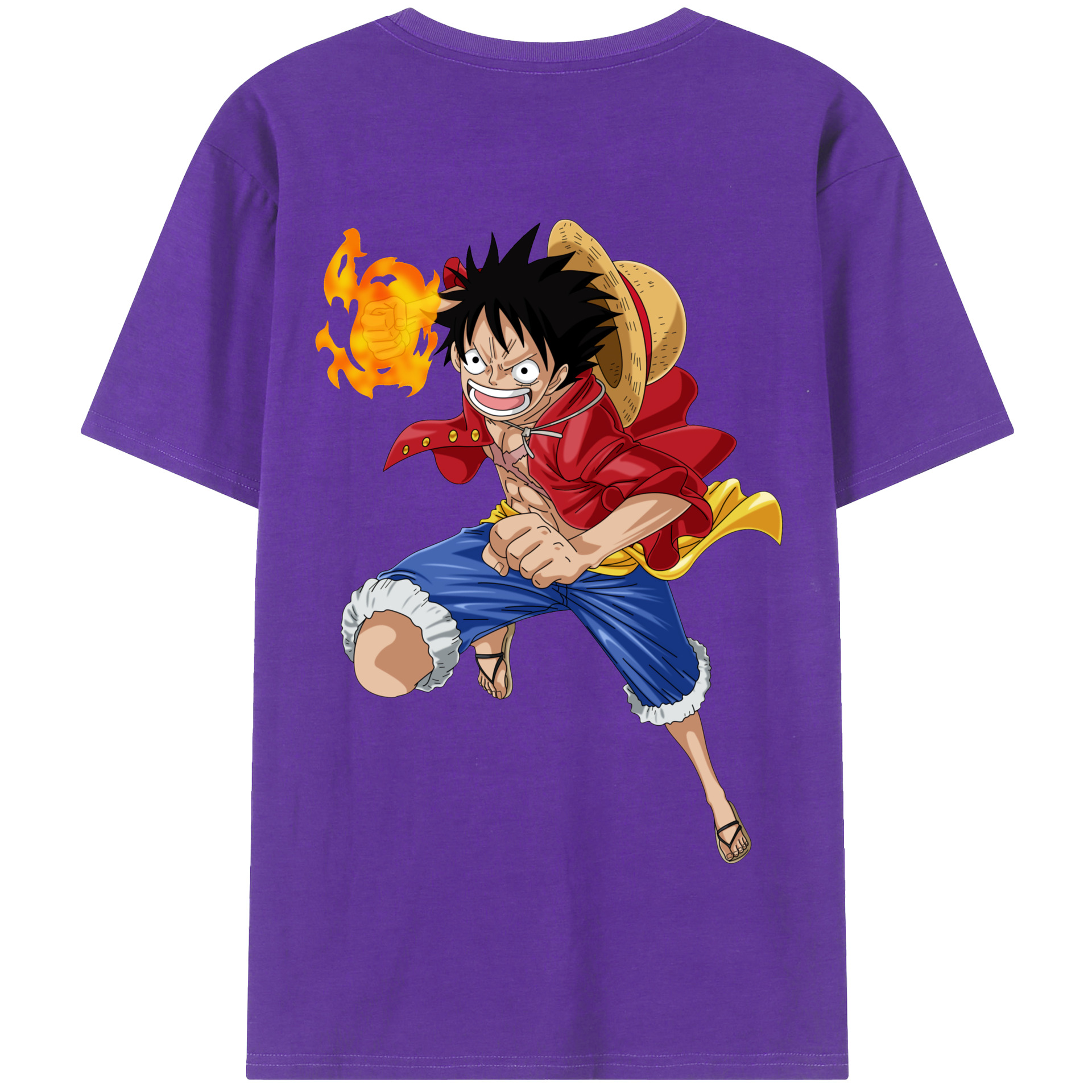 ワンピース モンキー・D・ルフィ ONE PIECE Monkey D. Luffy 綿100％半袖Tシャツ（背面プリント）