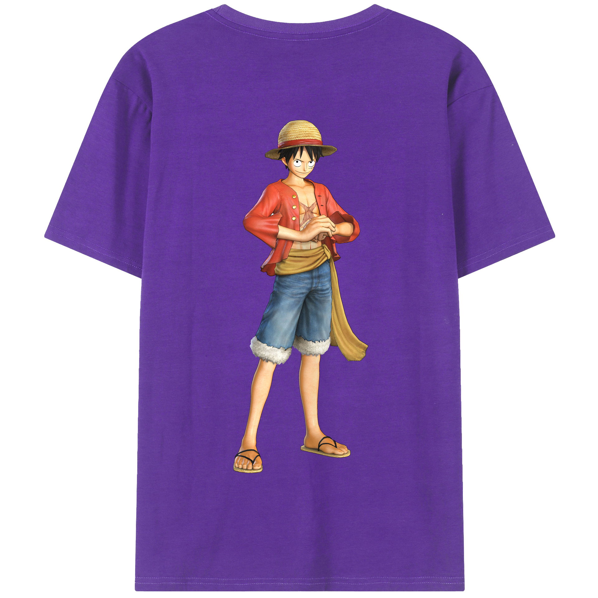 ワンピース モンキー・D・ルフィ ONE PIECE Monkey D. Luffy 綿100％半袖Tシャツ（背面プリント）