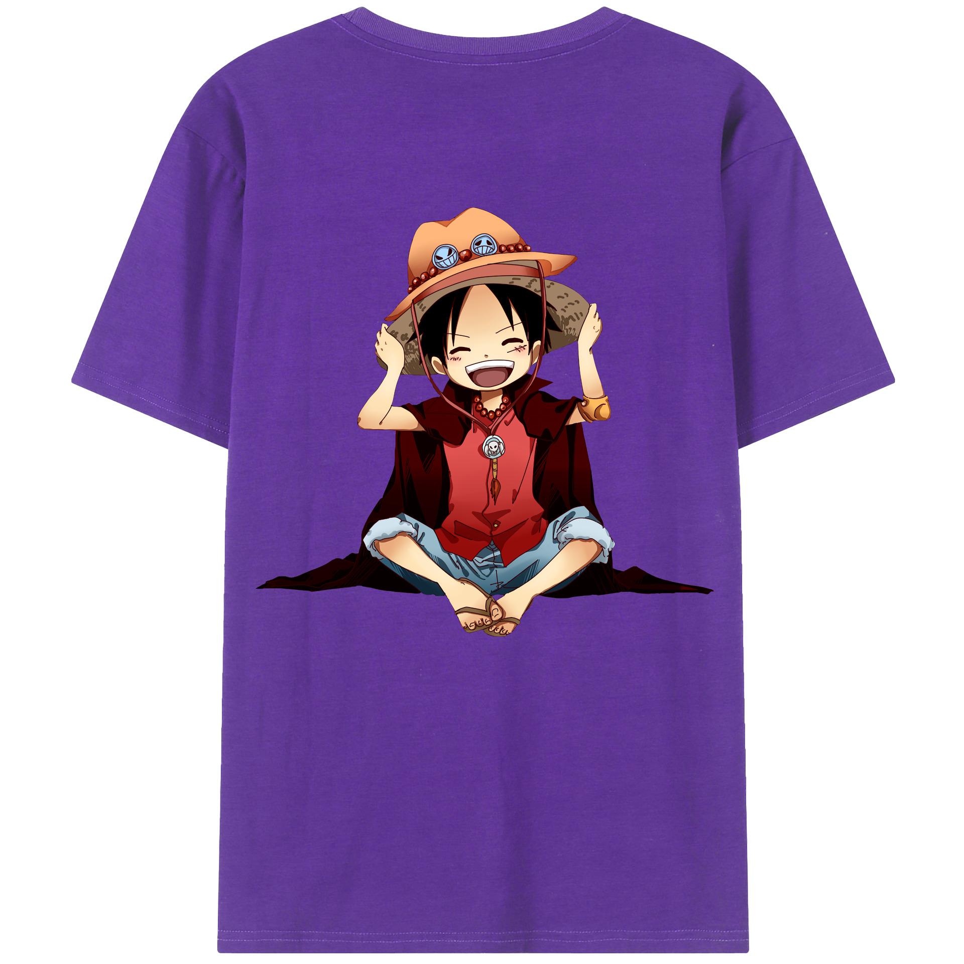 ワンピース モンキー・D・ルフィ ONE PIECE Monkey D. Luffy 綿100％半袖Tシャツ（背面プリント）