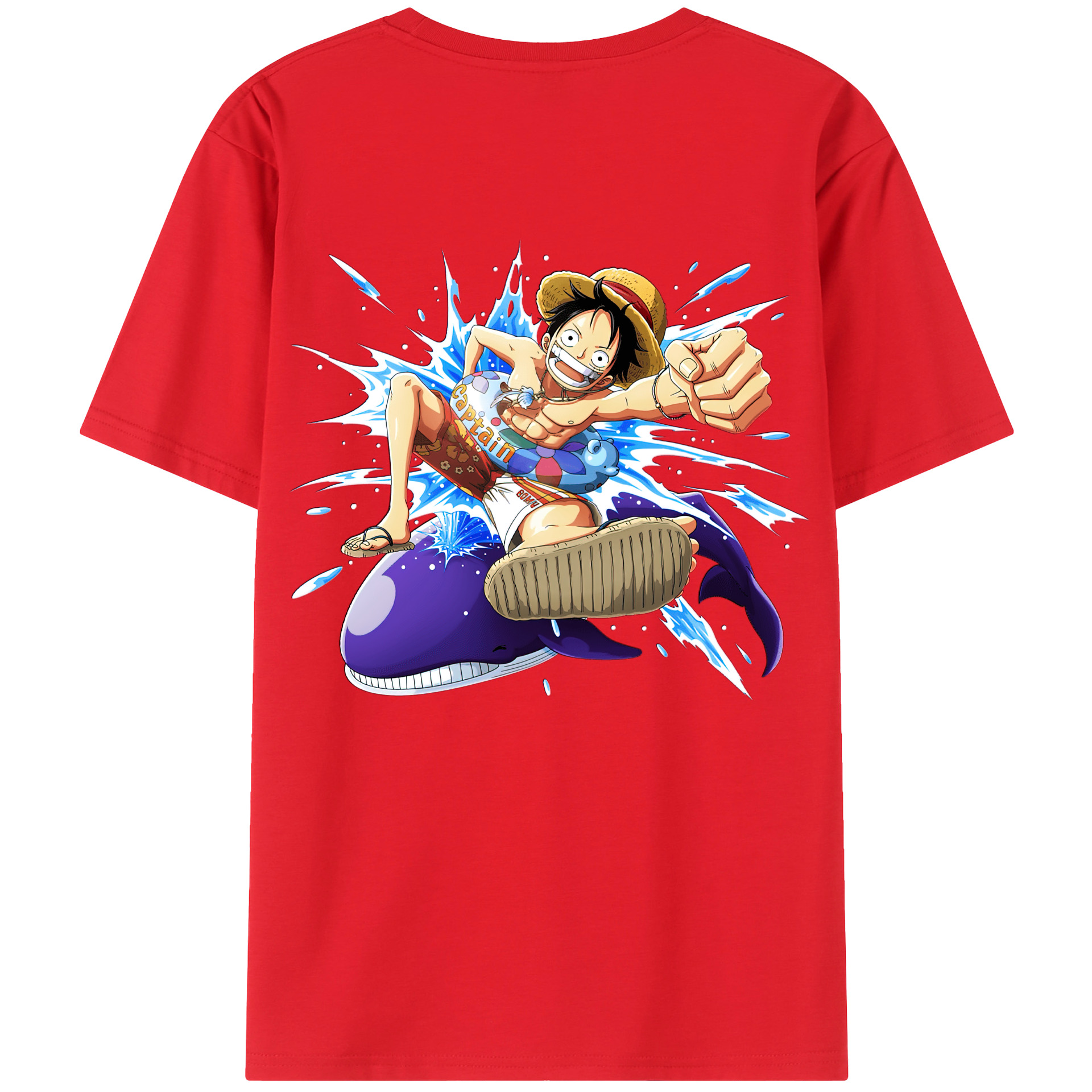 ワンピース モンキー・D・ルフィ ONE PIECE Monkey D. Luffy 綿100％半袖Tシャツ（背面プリント）