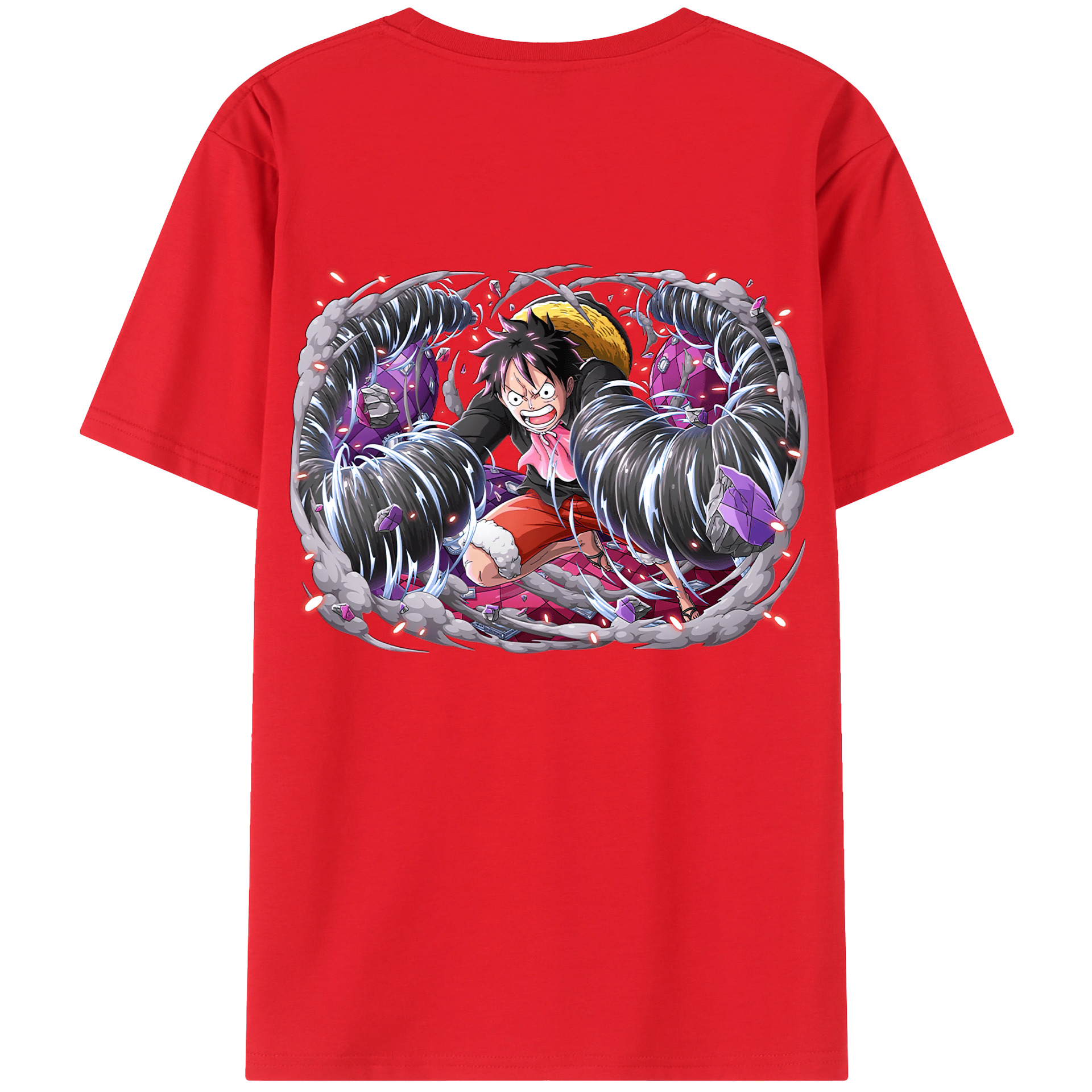 ワンピース モンキー・D・ルフィ ONE PIECE Monkey D. Luffy 綿100％半袖Tシャツ（背面プリント）