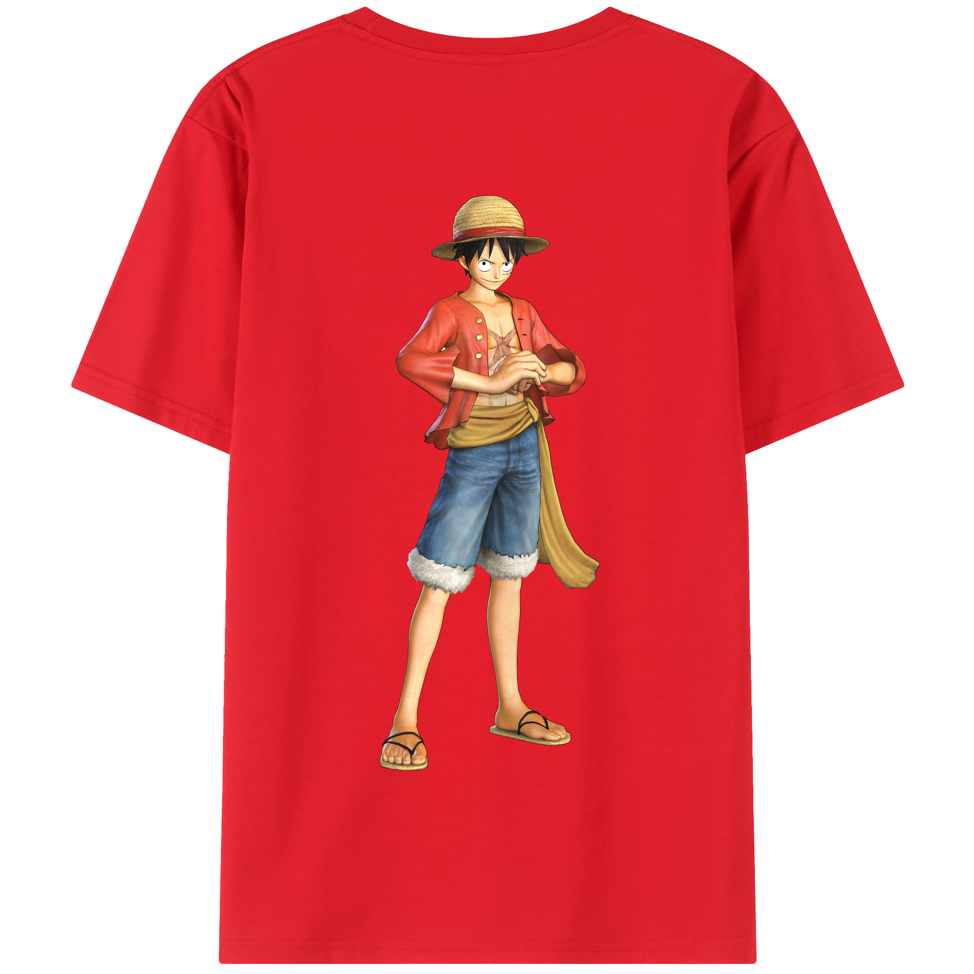 ワンピース モンキー・D・ルフィ ONE PIECE Monkey D. Luffy 綿100％半袖Tシャツ（背面プリント）