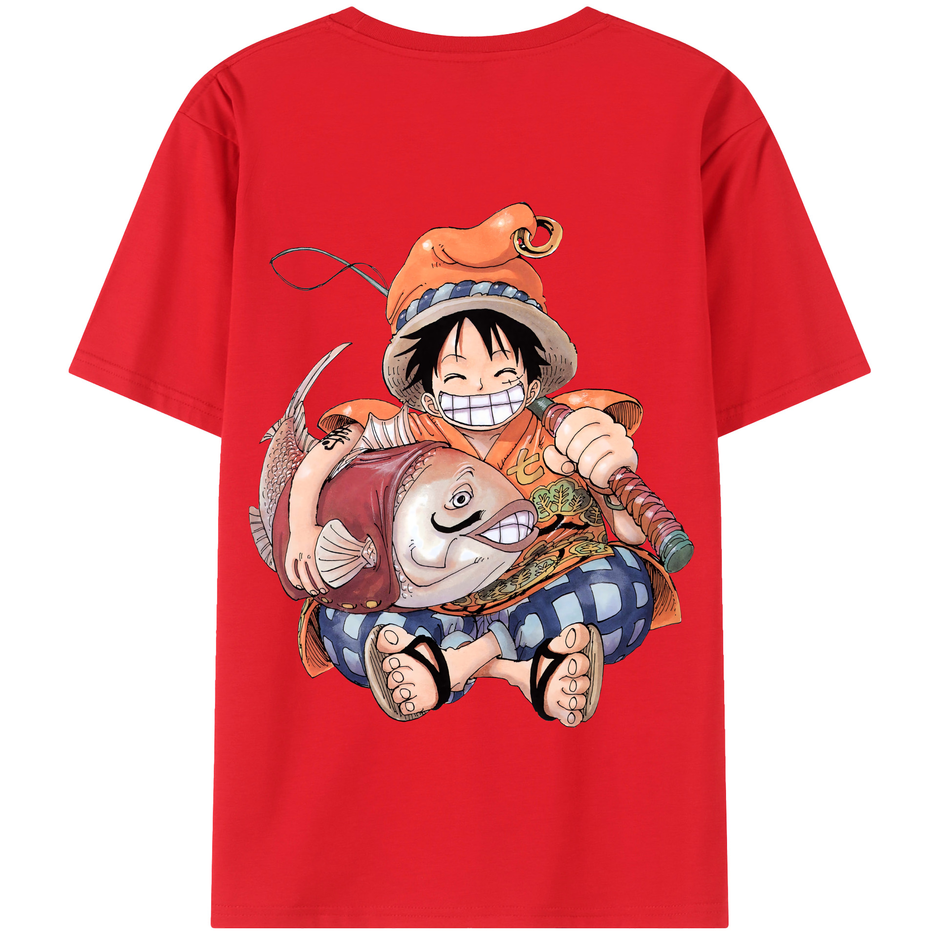ワンピース モンキー・D・ルフィ ONE PIECE Monkey D. Luffy 綿100％半袖Tシャツ（背面プリント）