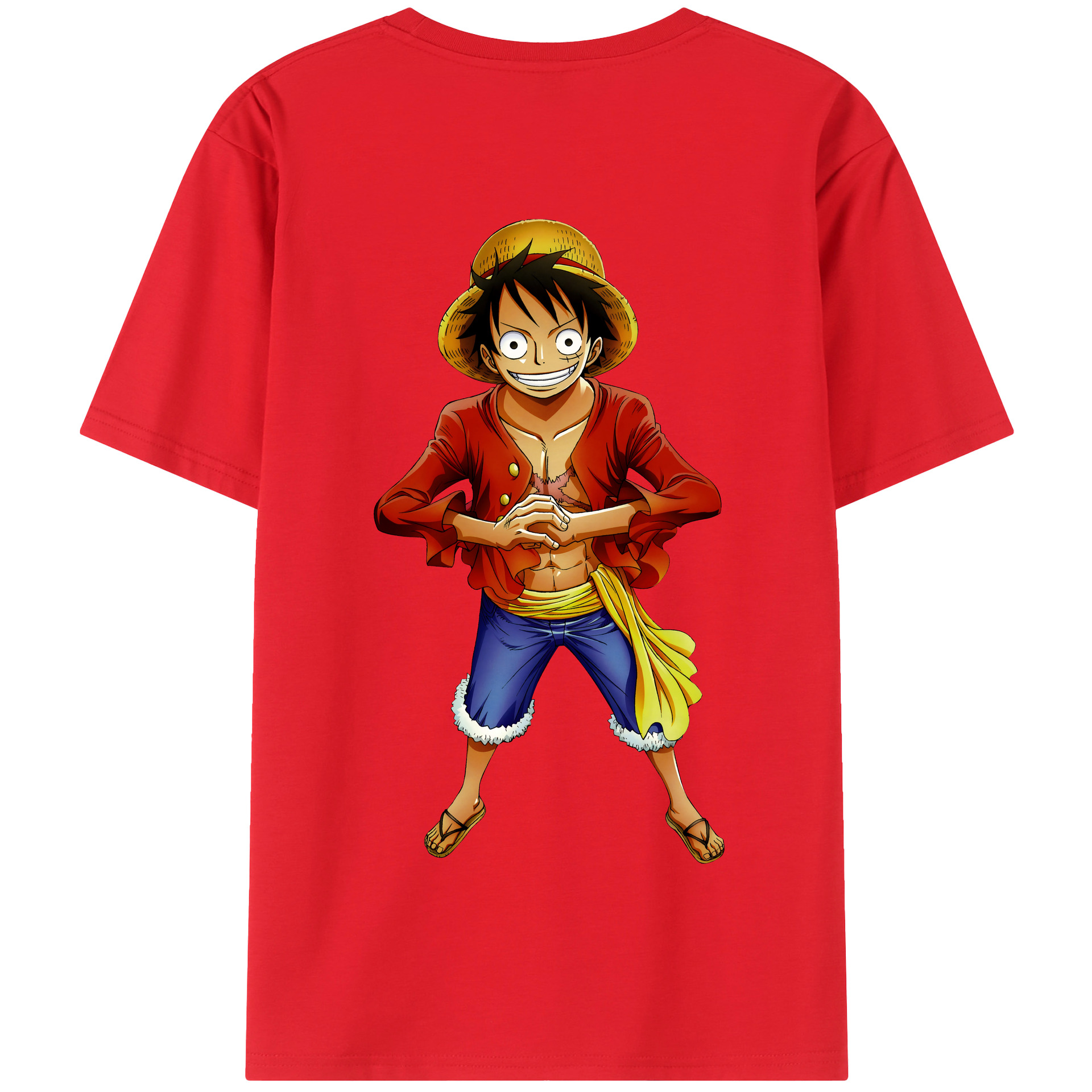 ワンピース モンキー・D・ルフィ ONE PIECE Monkey D. Luffy 綿100％半袖Tシャツ（背面プリント）
