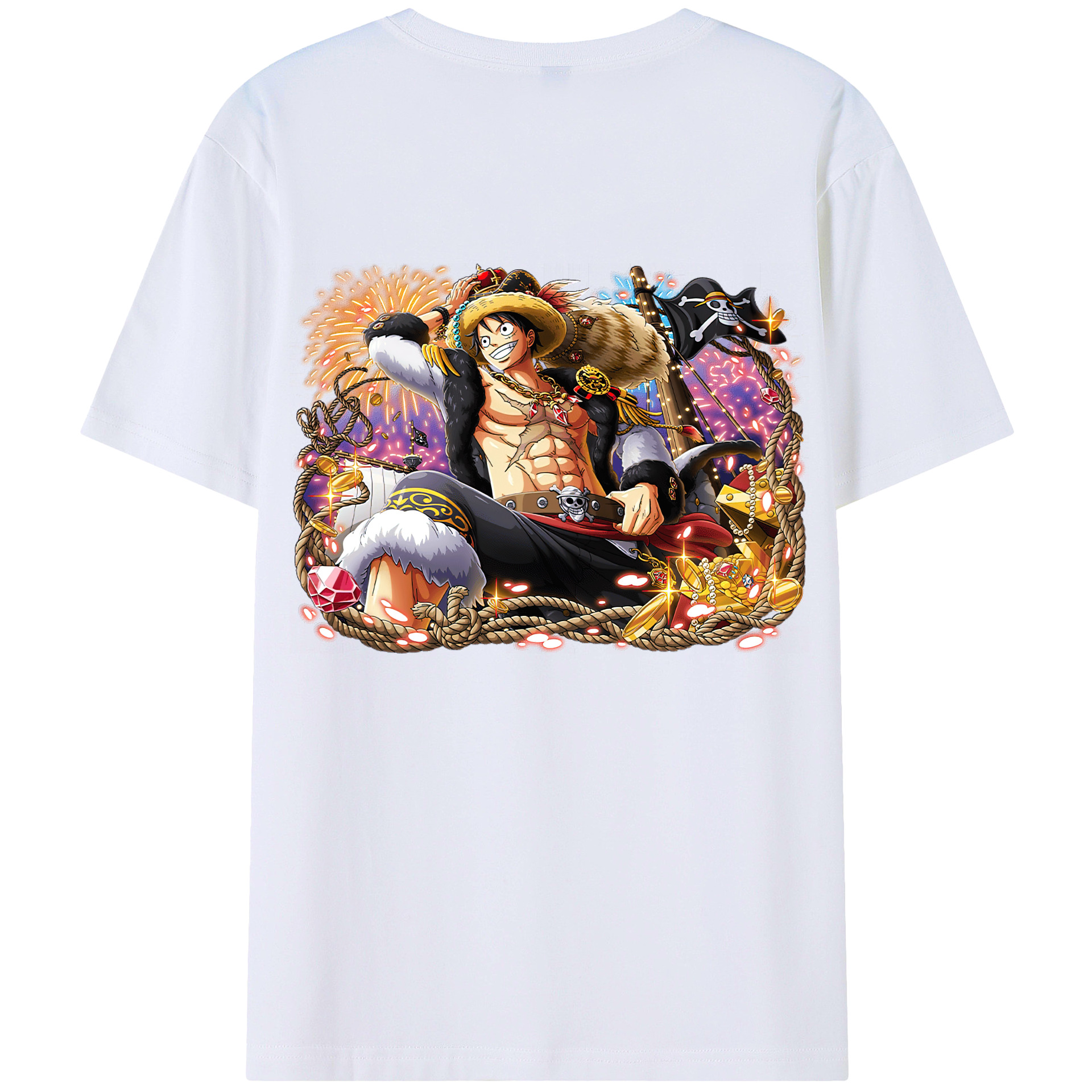 ワンピース モンキー・D・ルフィ ONE PIECE Monkey D. Luffy 綿100％半袖Tシャツ（背面プリント）