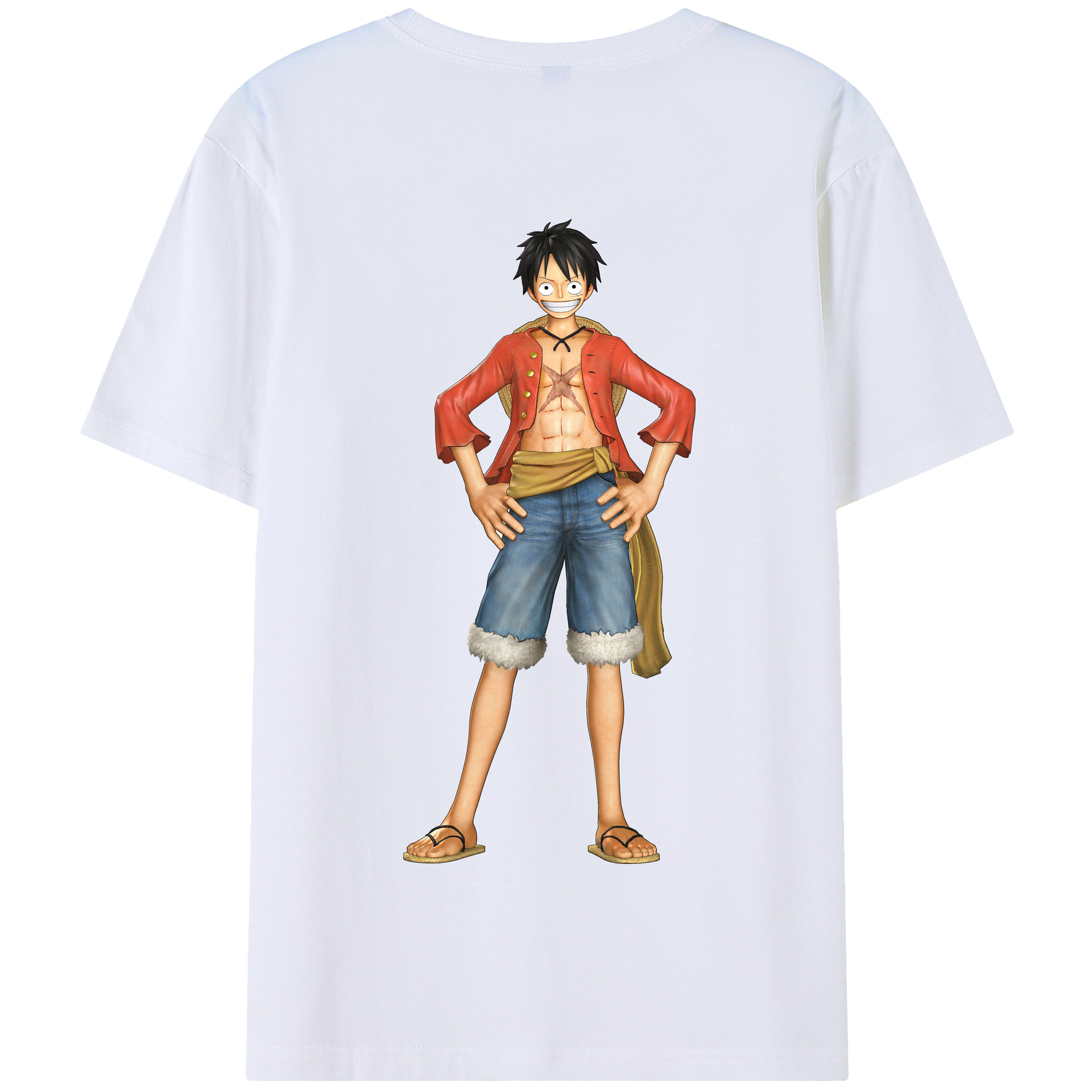 ワンピース モンキー・D・ルフィ ONE PIECE Monkey D. Luffy 綿100％半袖Tシャツ（背面プリント）