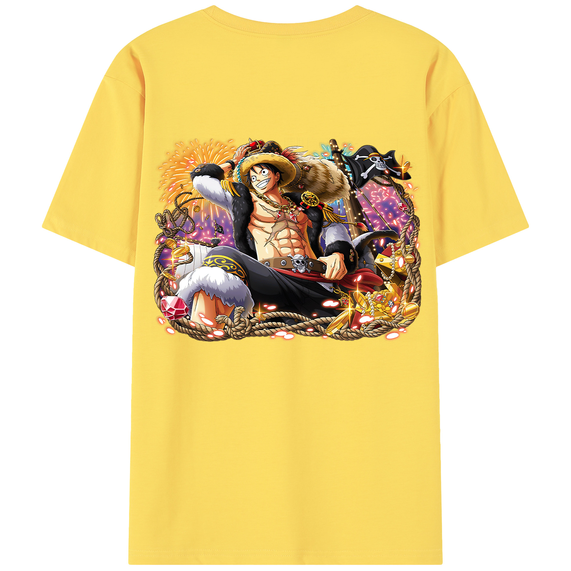 ワンピース モンキー・D・ルフィ ONE PIECE Monkey D. Luffy 綿100％半袖Tシャツ（背面プリント）