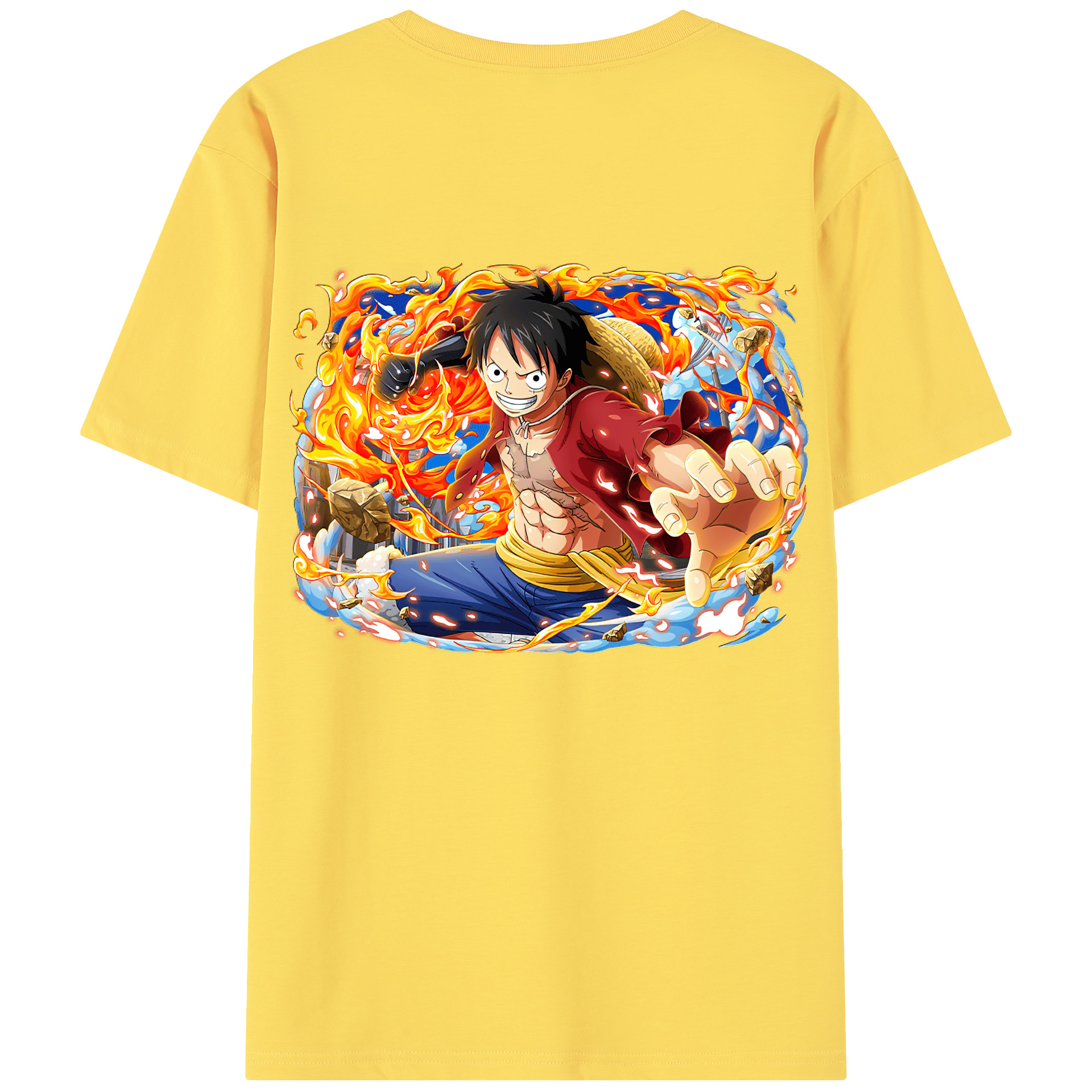 ワンピース モンキー・D・ルフィ ONE PIECE Monkey D. Luffy 綿100％半袖Tシャツ（背面プリント）