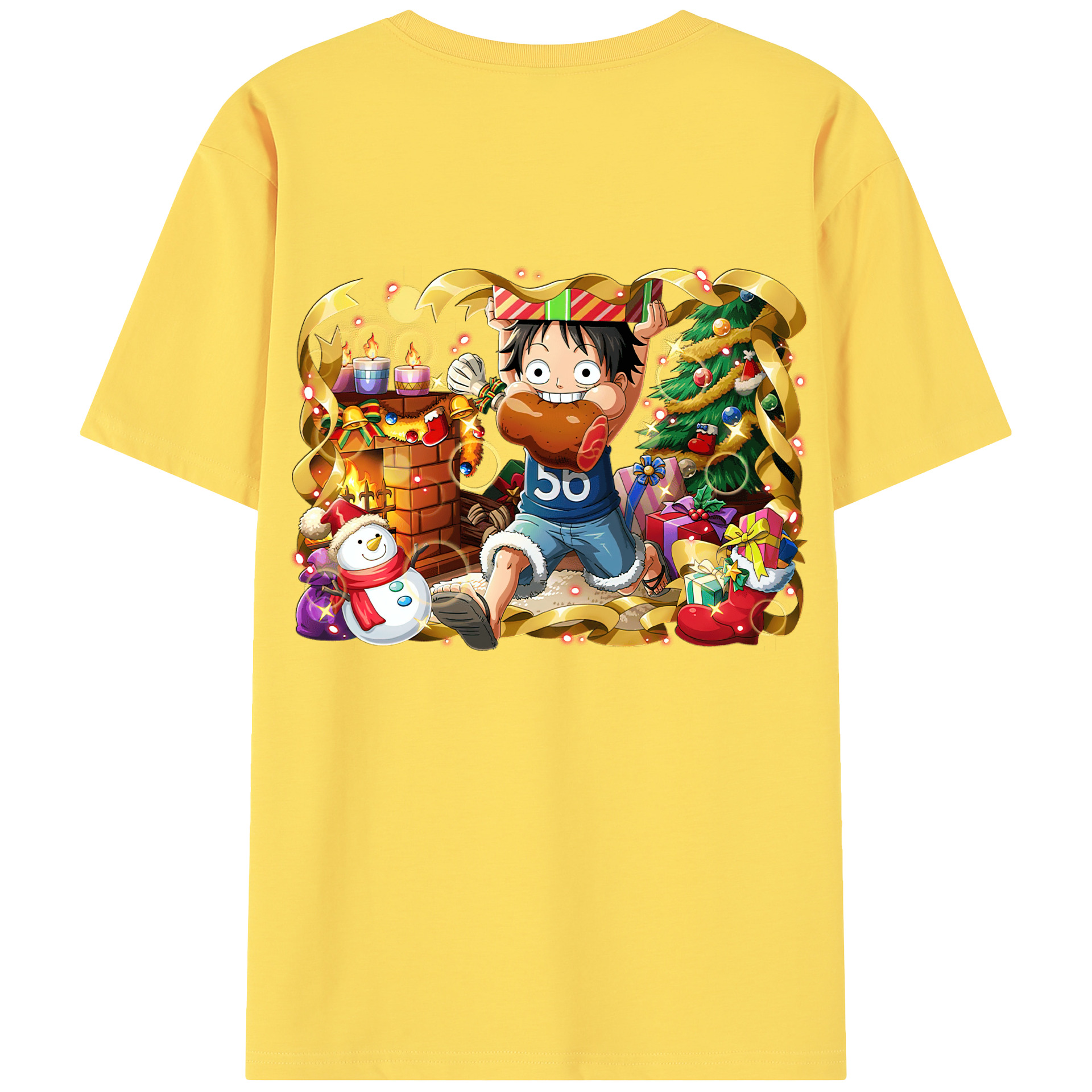 ワンピース モンキー・D・ルフィ ONE PIECE Monkey D. Luffy 綿100％半袖Tシャツ（背面プリント）