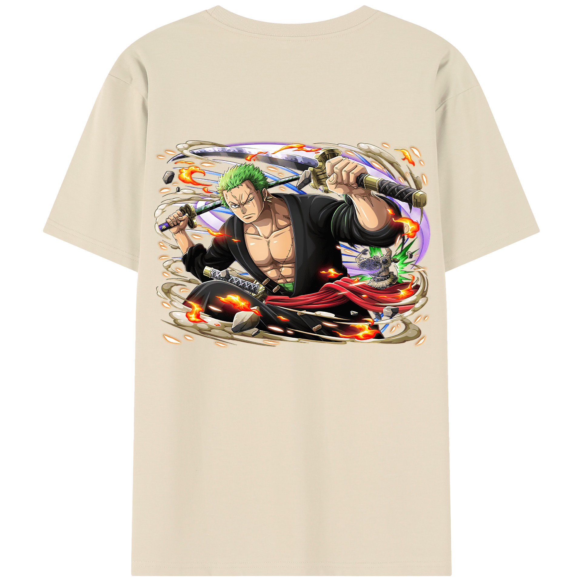 ワンピース ロロノア・ゾロ ONE PIECE Roronoa Zoro 綿100％半袖Tシャツ（背面プリント）
