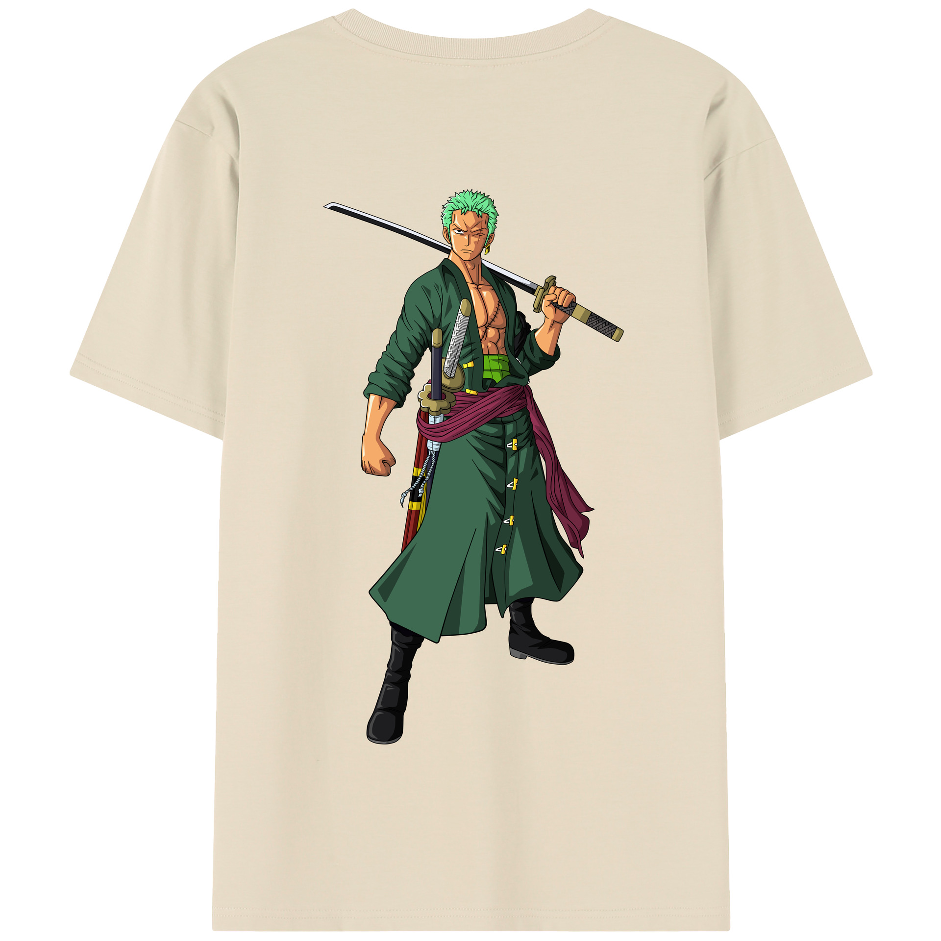 ワンピース ロロノア・ゾロ ONE PIECE Roronoa Zoro 綿100％半袖Tシャツ（背面プリント）